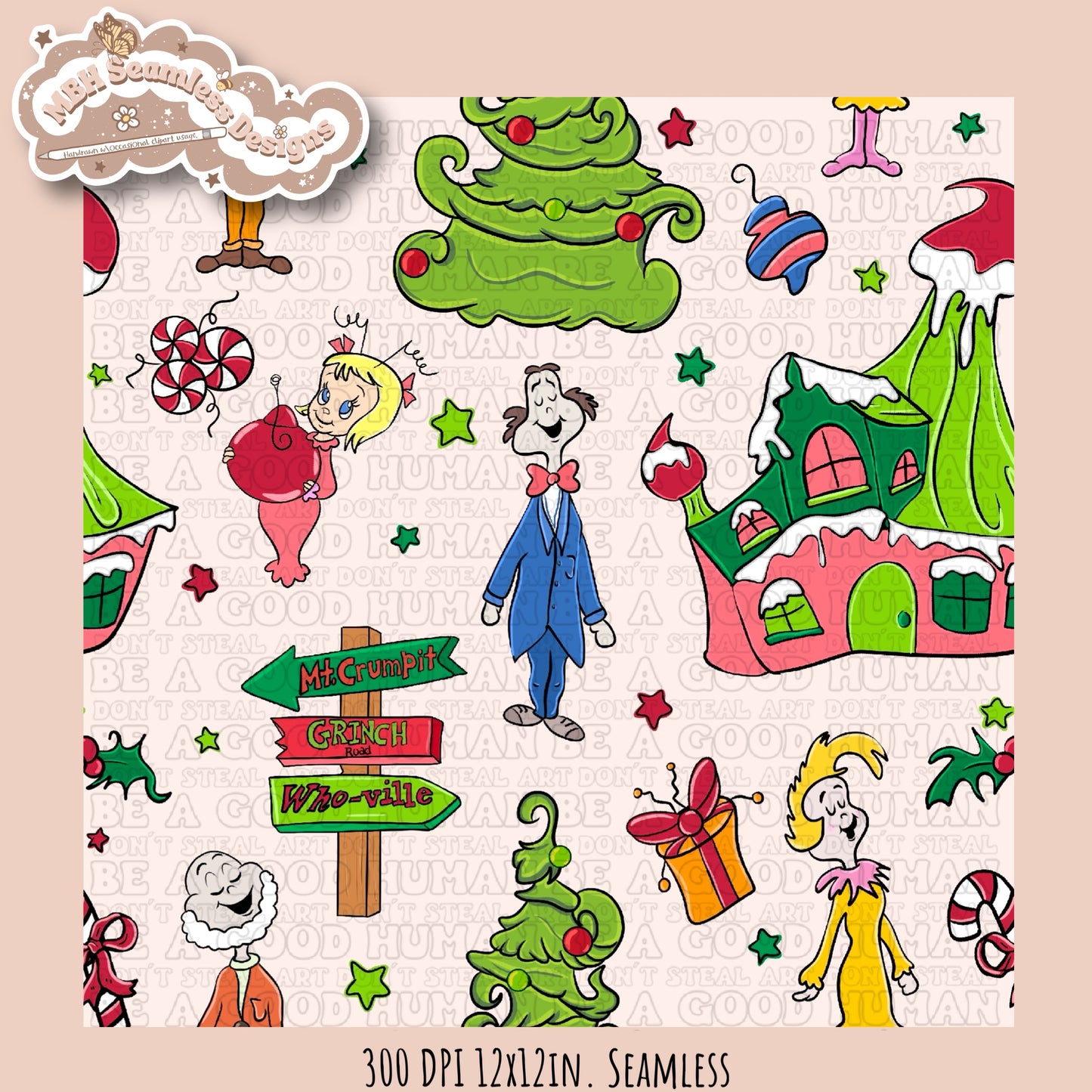 Who-ville Seamless Pattern & PNG MULTIPLE COLORWAYS