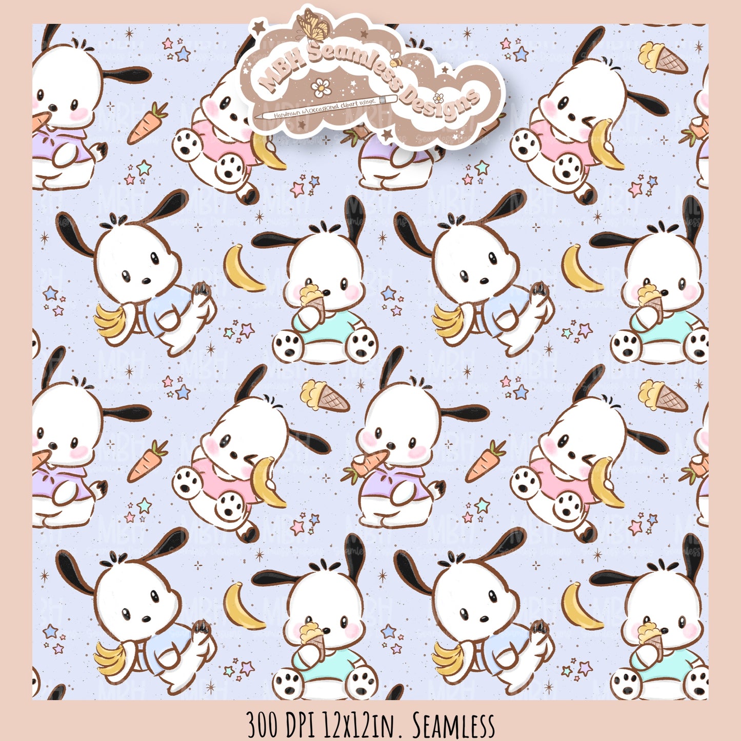 Pochacco Faves Seamless Pattern // PNG // Assorted Colorways