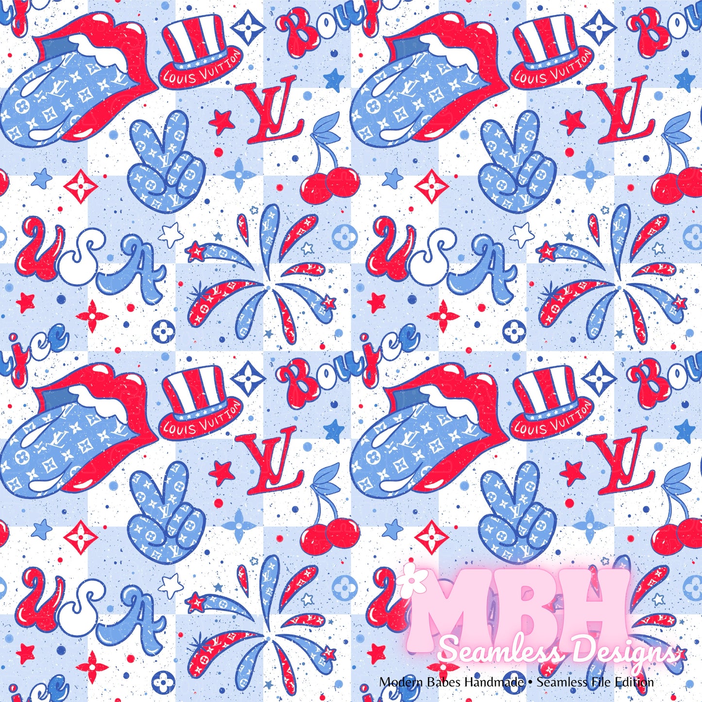 Boujee Patriotic USA Seamless Pattern MULTIPLE COLORWAYS