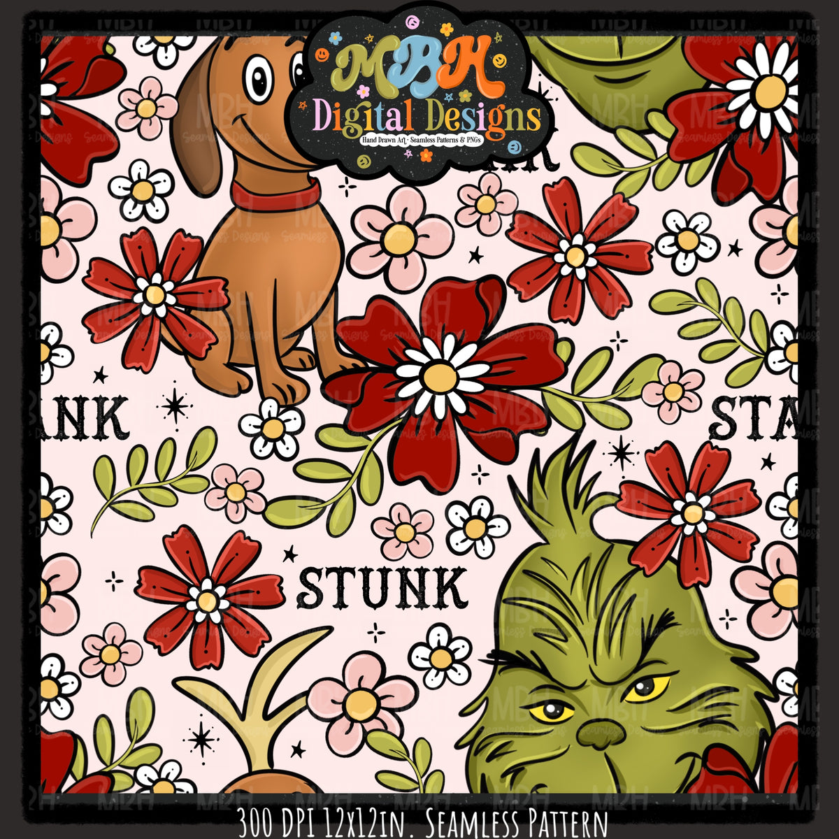 Stink Stank Stunk x Tattoo Floral Seamless Pattern // MULTIPLE COLORWAYS