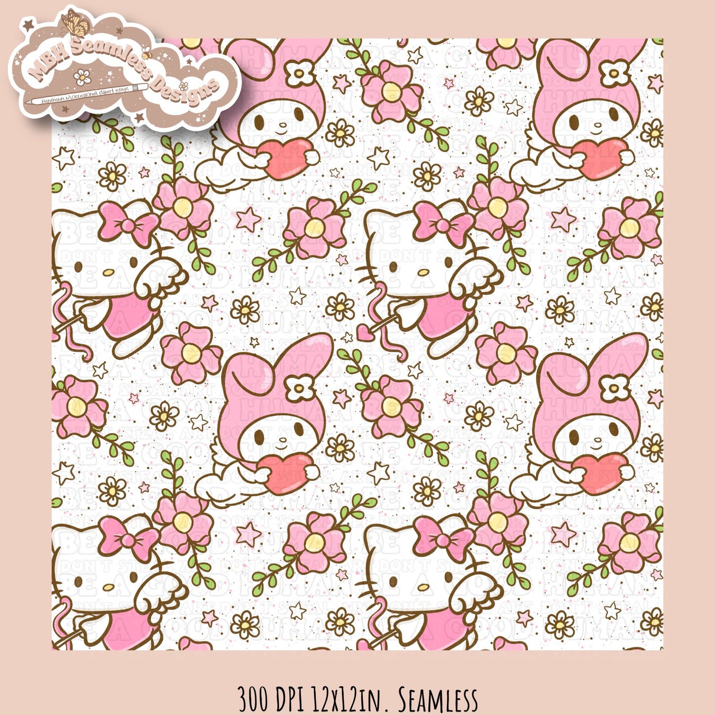 HK & Melody Floral Love Seamless Pattern MULTIPLE COLORWAYS