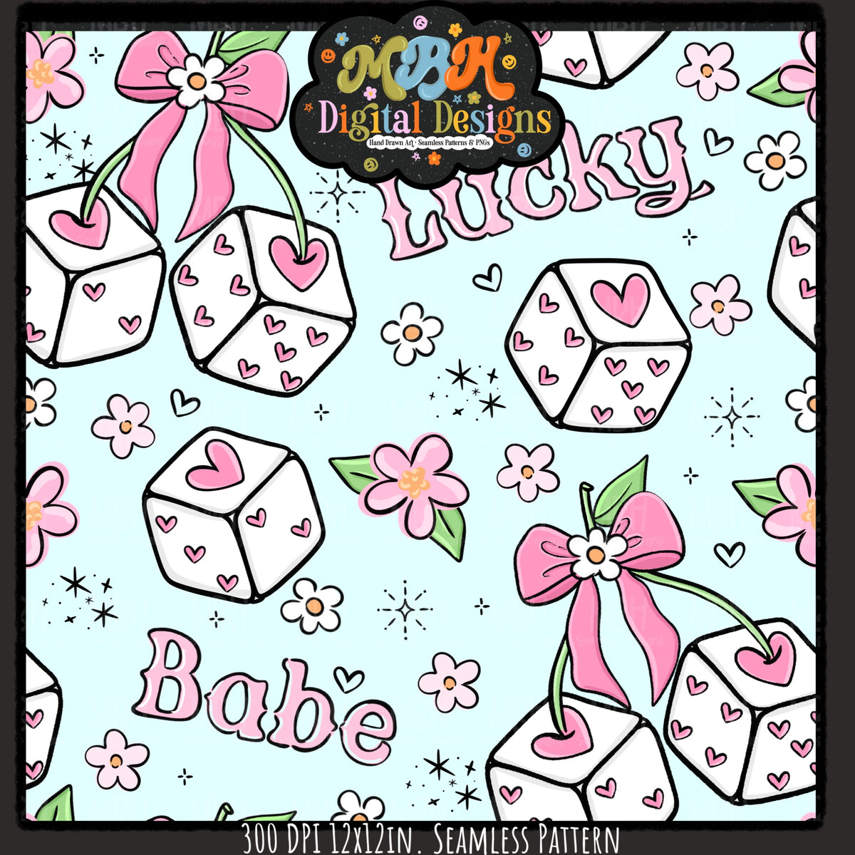 Hextober Day 4 • 3D Lucky Babe Seamless Pattern // PNG // MULTIPLE COLORWAYS (Hextober files are not available in drives.)