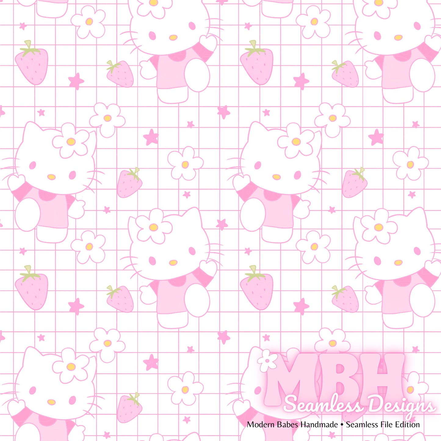 Pink Hello Kitty GRID Seamless Pattern MULTIPLE COLORWAYS