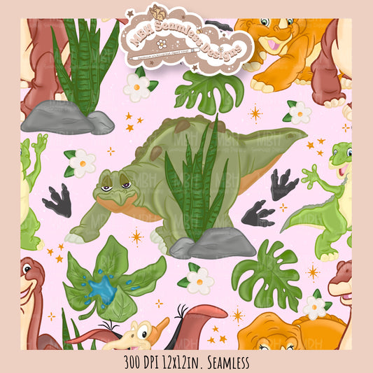 LBT Daisy Dinosaurs Seamless Pattern // Multiple Colorway Options