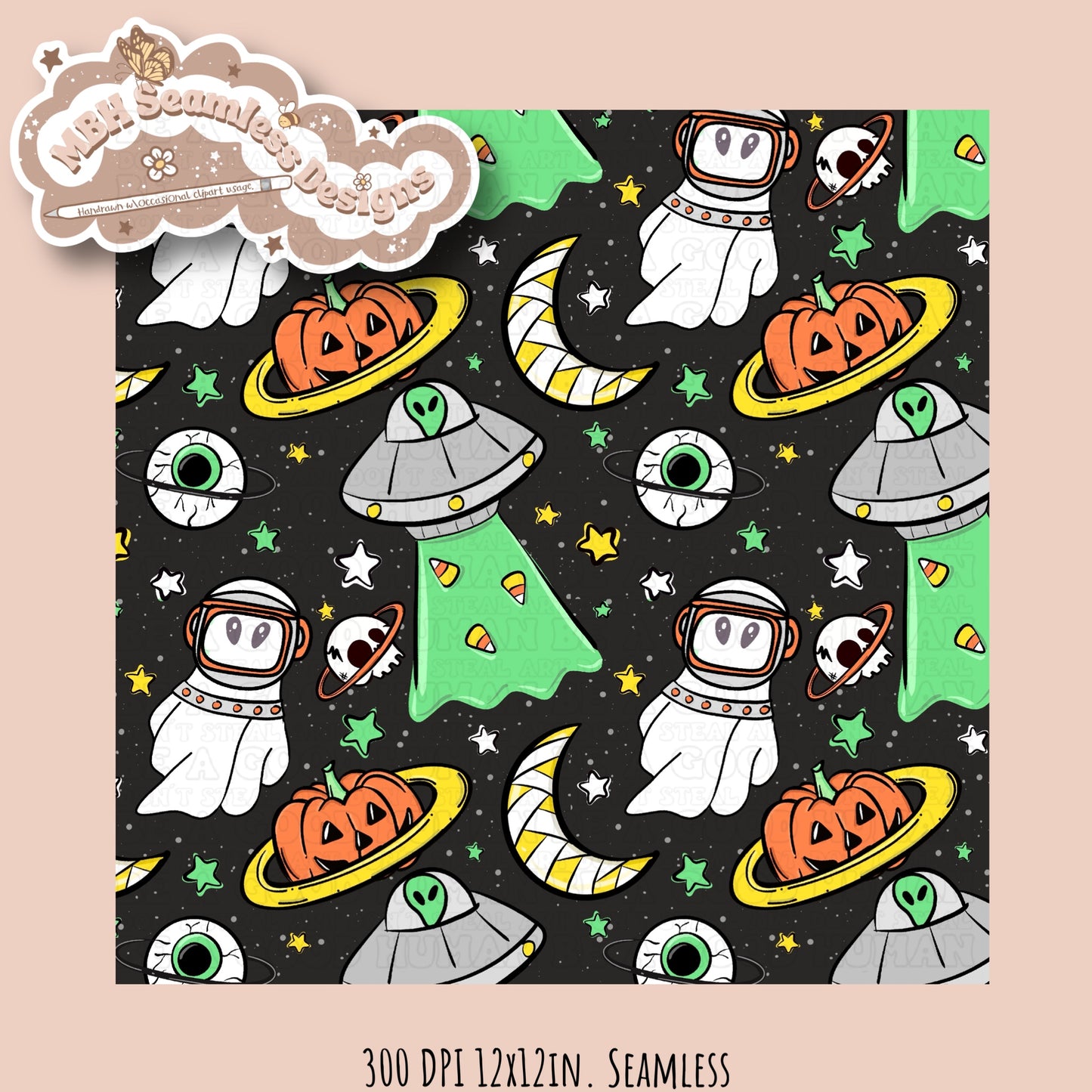 Spooky Space Seamless & PNG MULTIPLE COLORWAYS