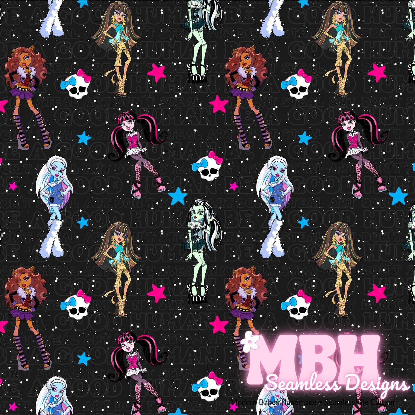 Monster High Seamless Pattern MULTIPLE COLORWAYS