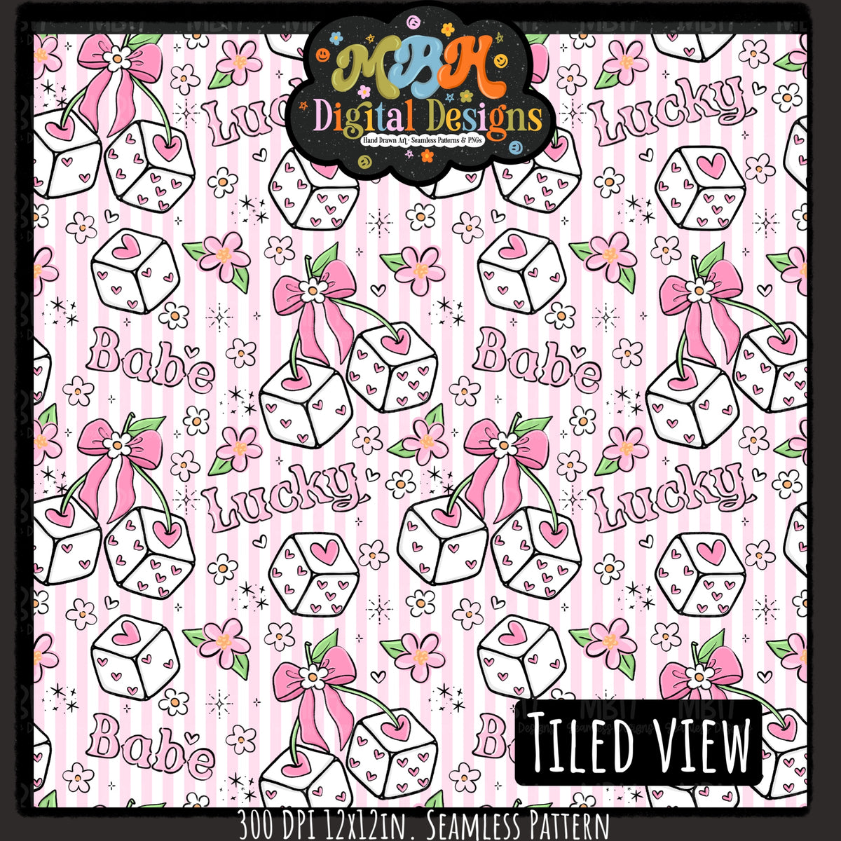 Hextober Day 4 • 3D Lucky Babe Seamless Pattern // PNG // MULTIPLE COLORWAYS (Hextober files are not available in drives.)