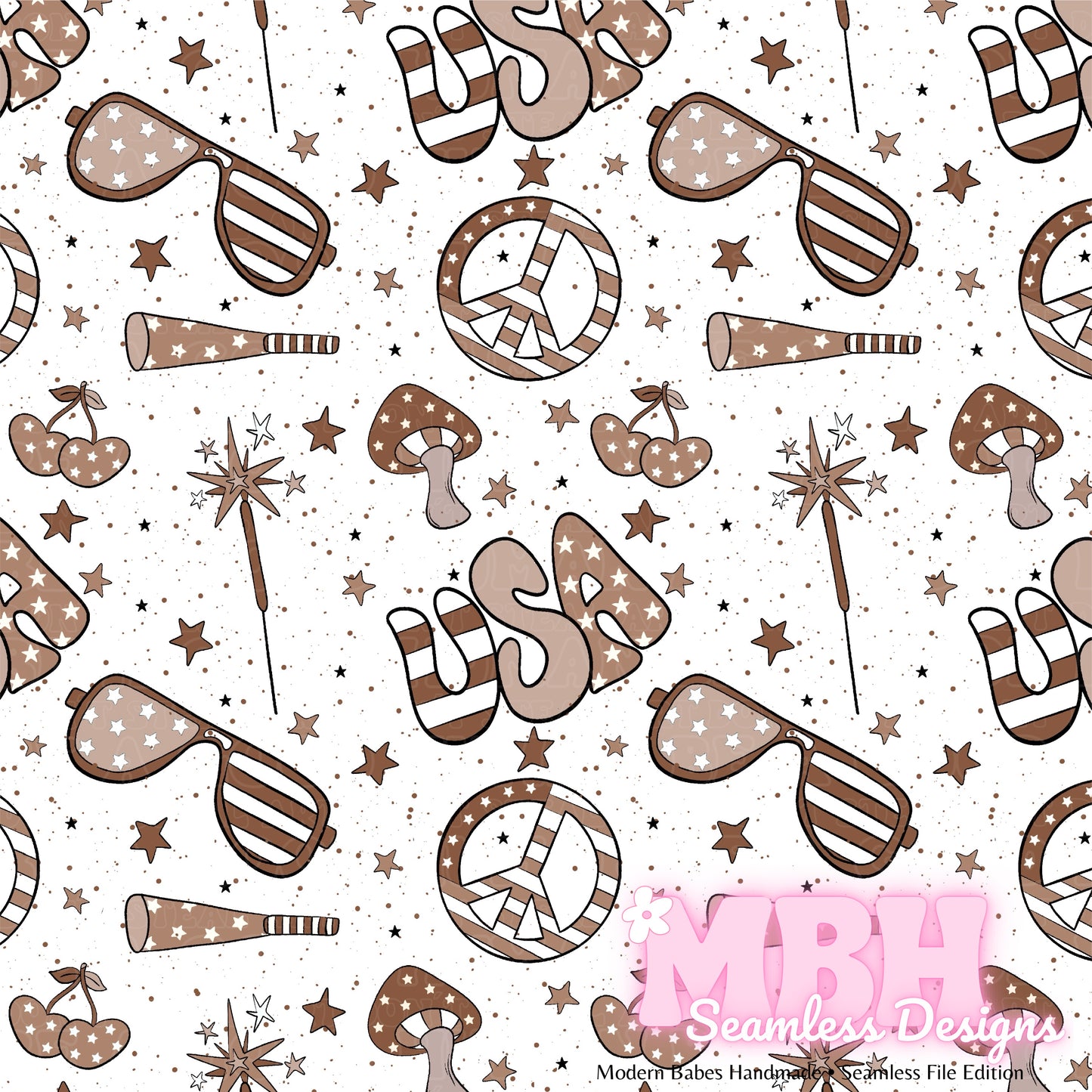 Neutral Groovy USA Seamless Pattern MULTIPLE COLORWAYS