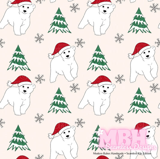 Holiday Polar Bears Seamless Pattern