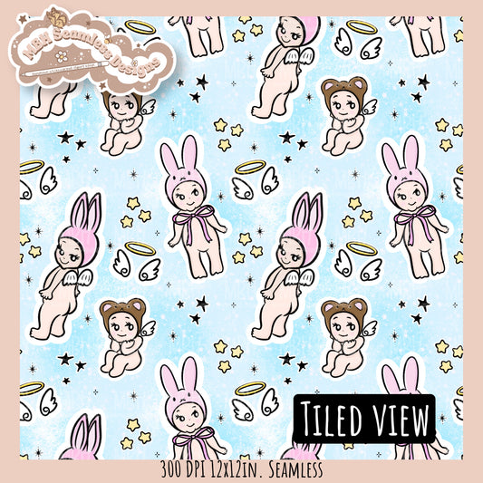 Starry Sonny Angels Seamless Pattern // Assorted Colorway Options