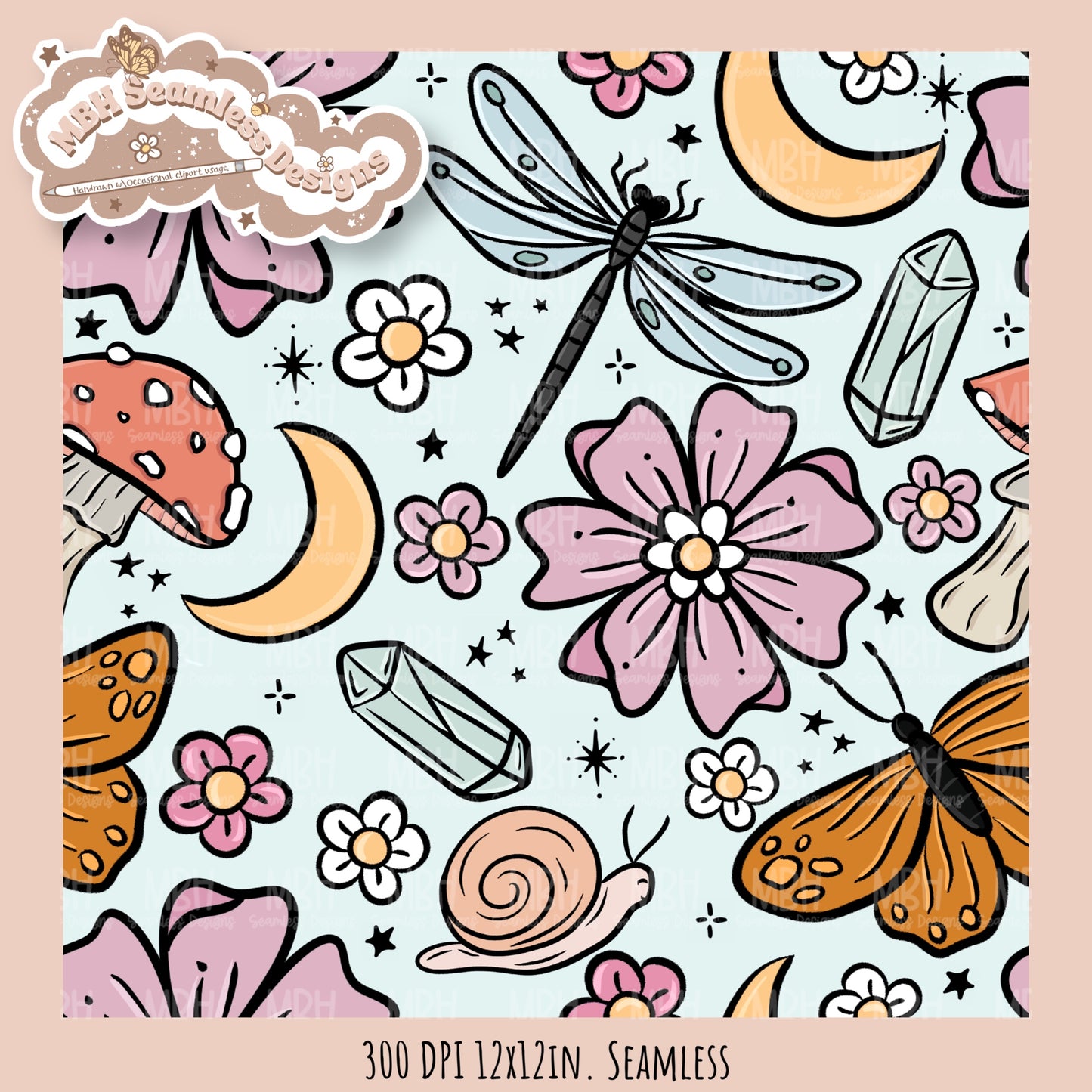 Mystical Floral Seamless Pattern // Multiple Colorways