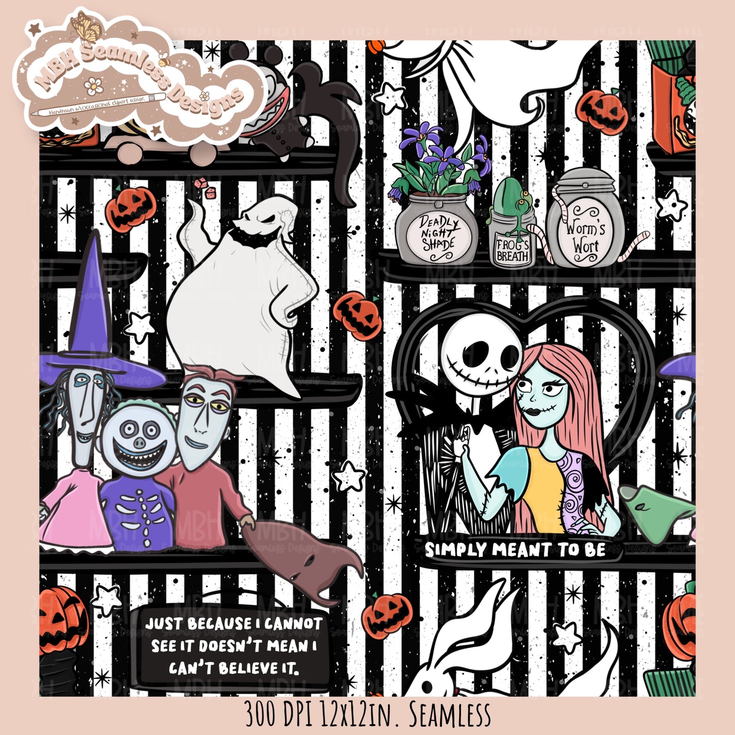 NBC Shelves Seamless Pattern // PNG // Assorted Colorway Options