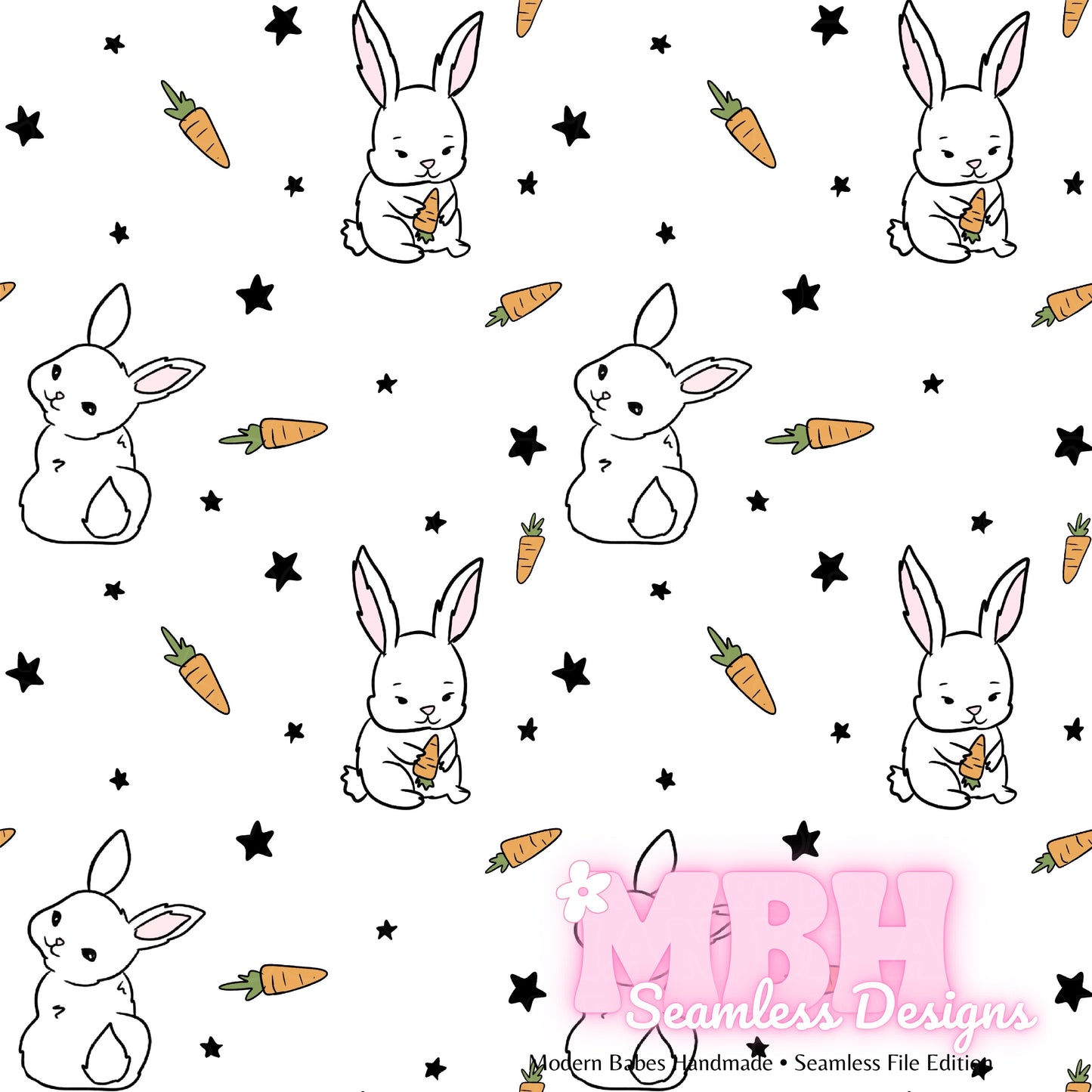 Starry Rabbit Seamless Pattern Multiple Colorways