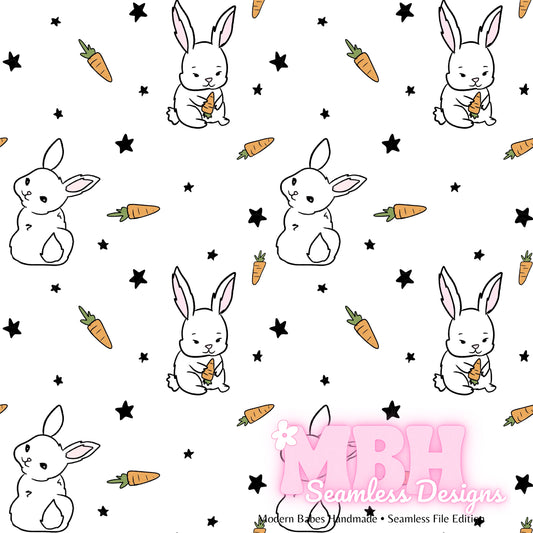 Starry Rabbit Seamless Pattern Multiple Colorways