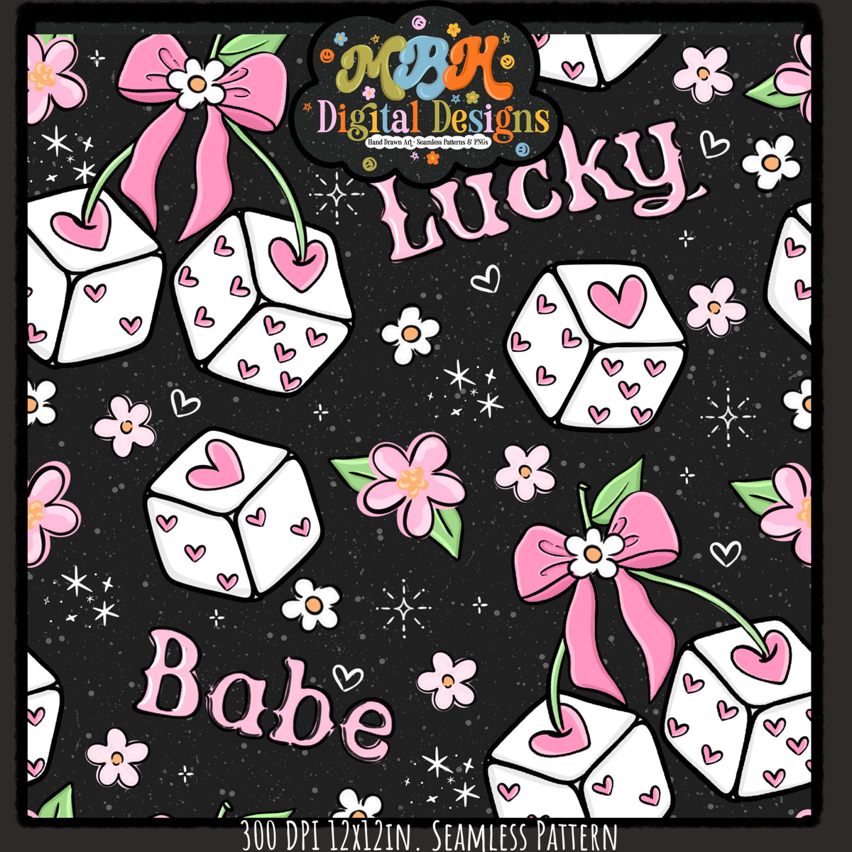 Hextober Day 4 • 3D Lucky Babe Seamless Pattern // PNG // MULTIPLE COLORWAYS (Hextober files are not available in drives.)