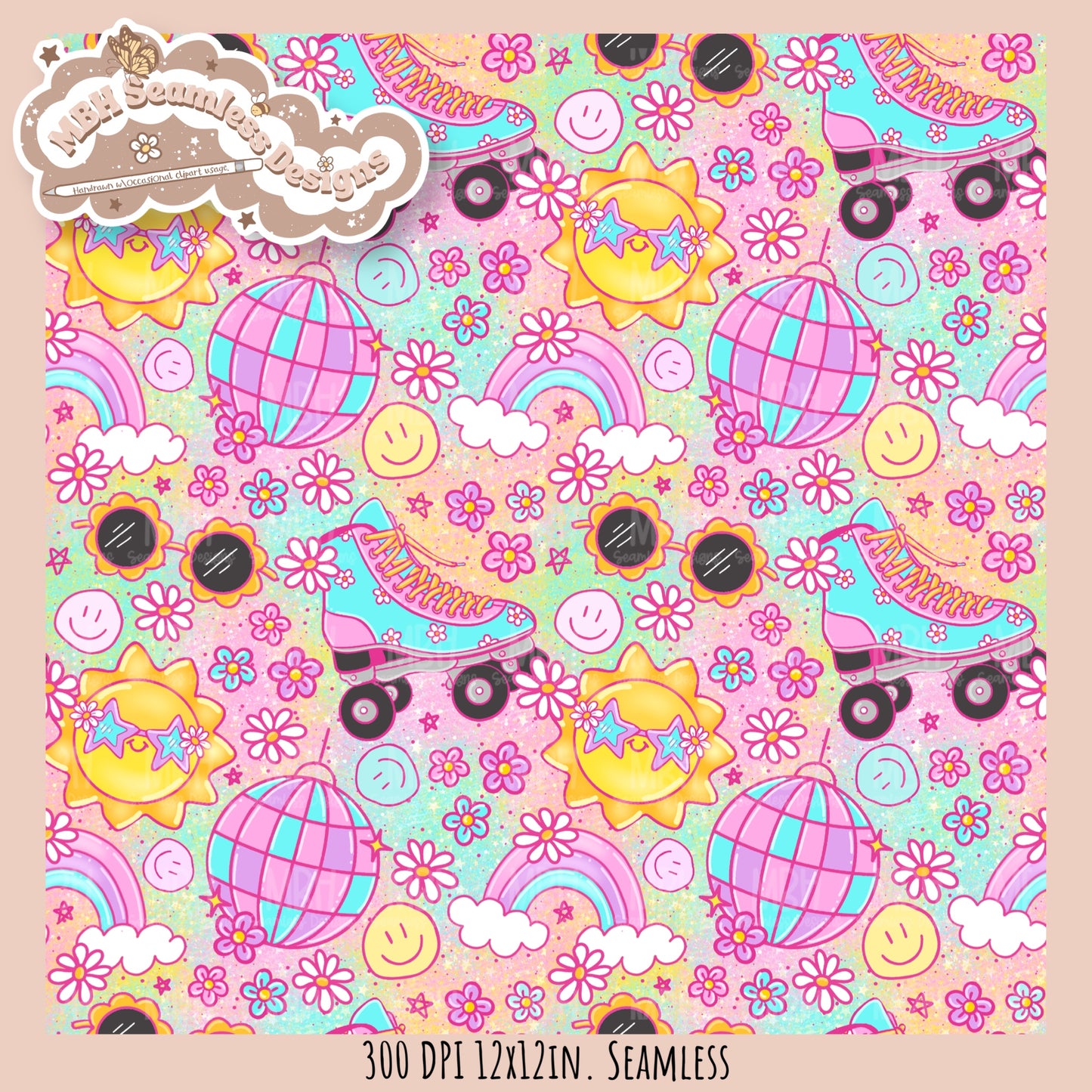 Groovy Summer Seamless Pattern //  MULTIPLE COLORWAYS