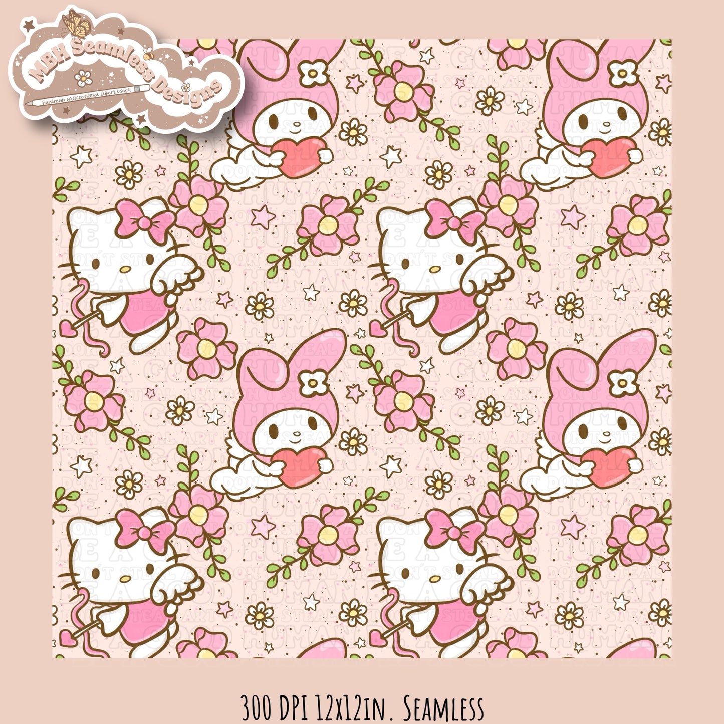 HK & Melody Floral Love Seamless Pattern MULTIPLE COLORWAYS