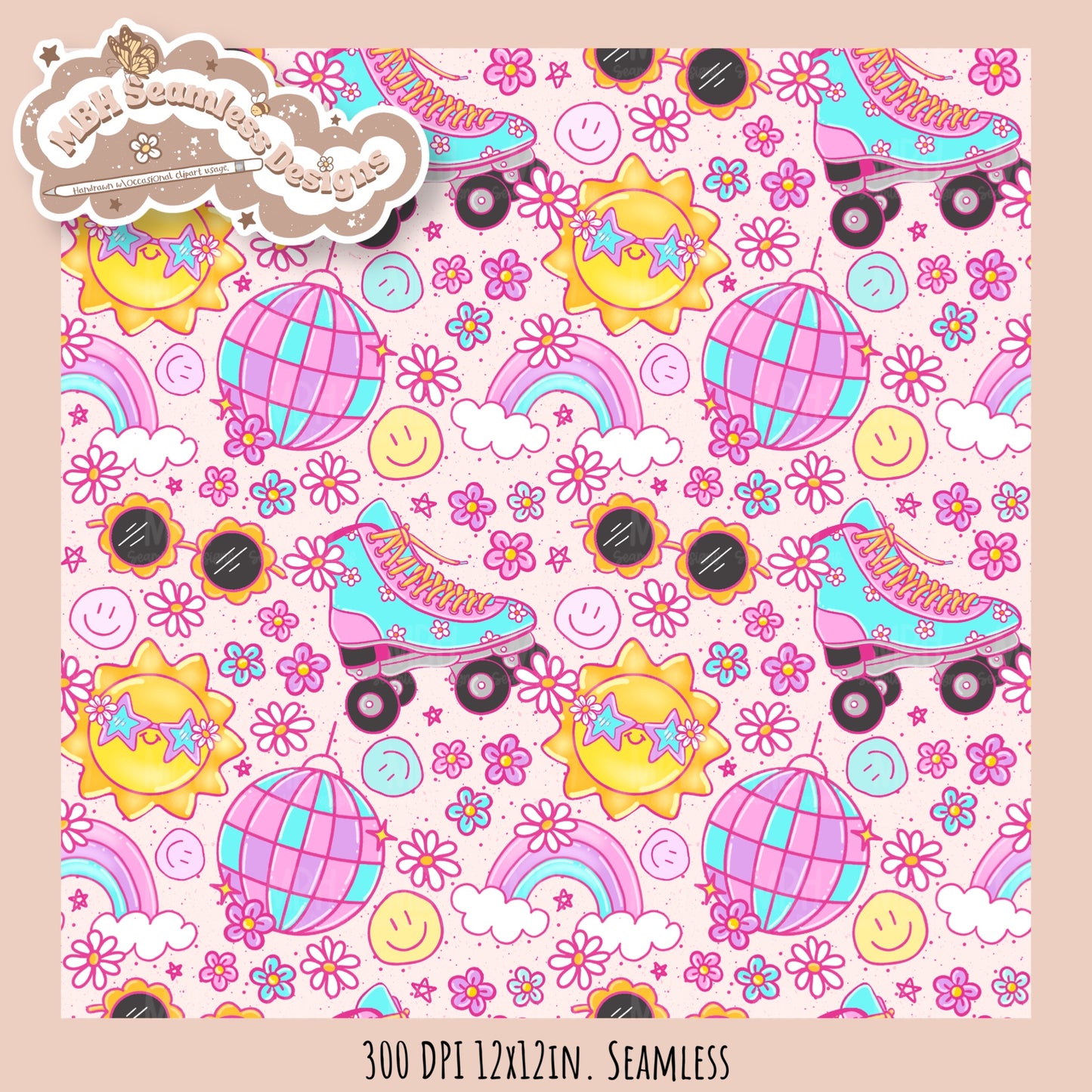 Groovy Summer Seamless Pattern //  MULTIPLE COLORWAYS