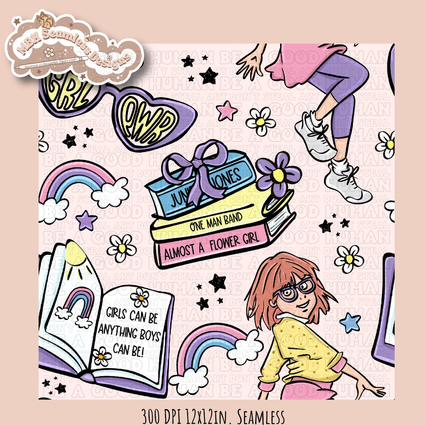 Junie B Seamless Pattern // PNG //Multiple Colorway Options