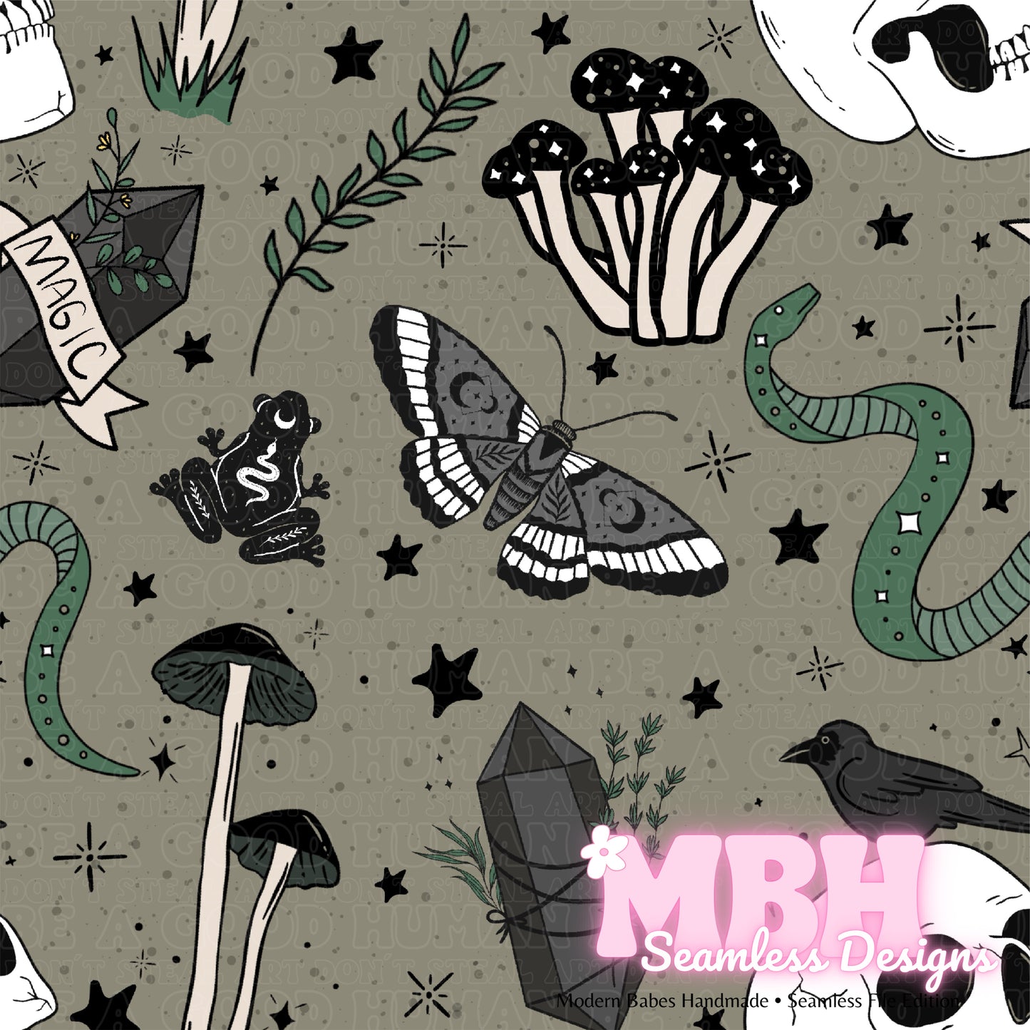 Witchy Vibes Seamless Pattern MULTIPLE COLORWAYS