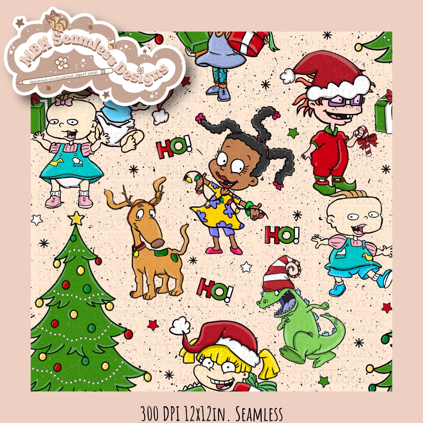 Rugrats Christmas Seamless MULTIPLE COLORWAYS