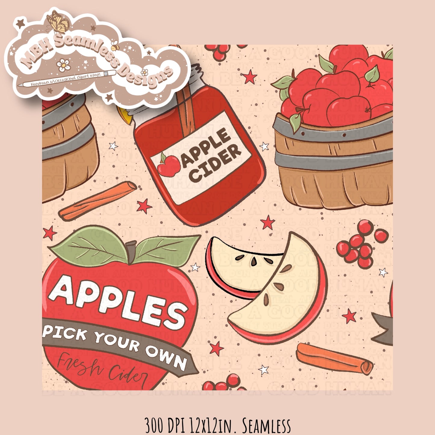 Apple Picking Seamless Pattern MULTIPLE COLORWAYS