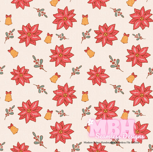 Boho Poinsettias Seamless Pattern