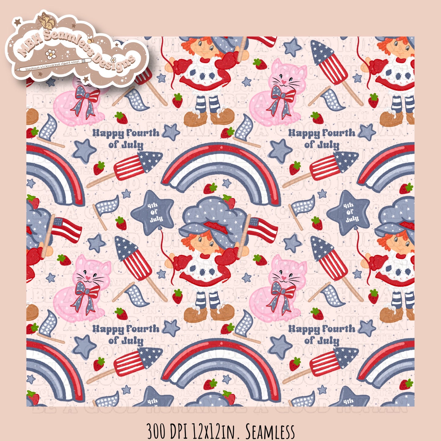 Strawberry Shortcake FOJ Rainbows Seamless Pattern •Multiple Colorways