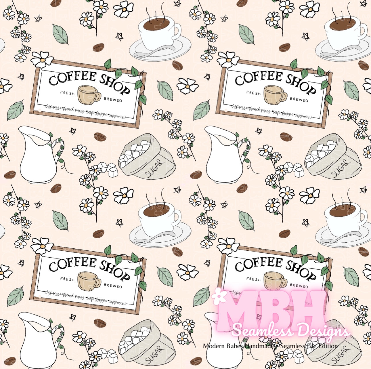 Boho Coffee Seamless Pattern