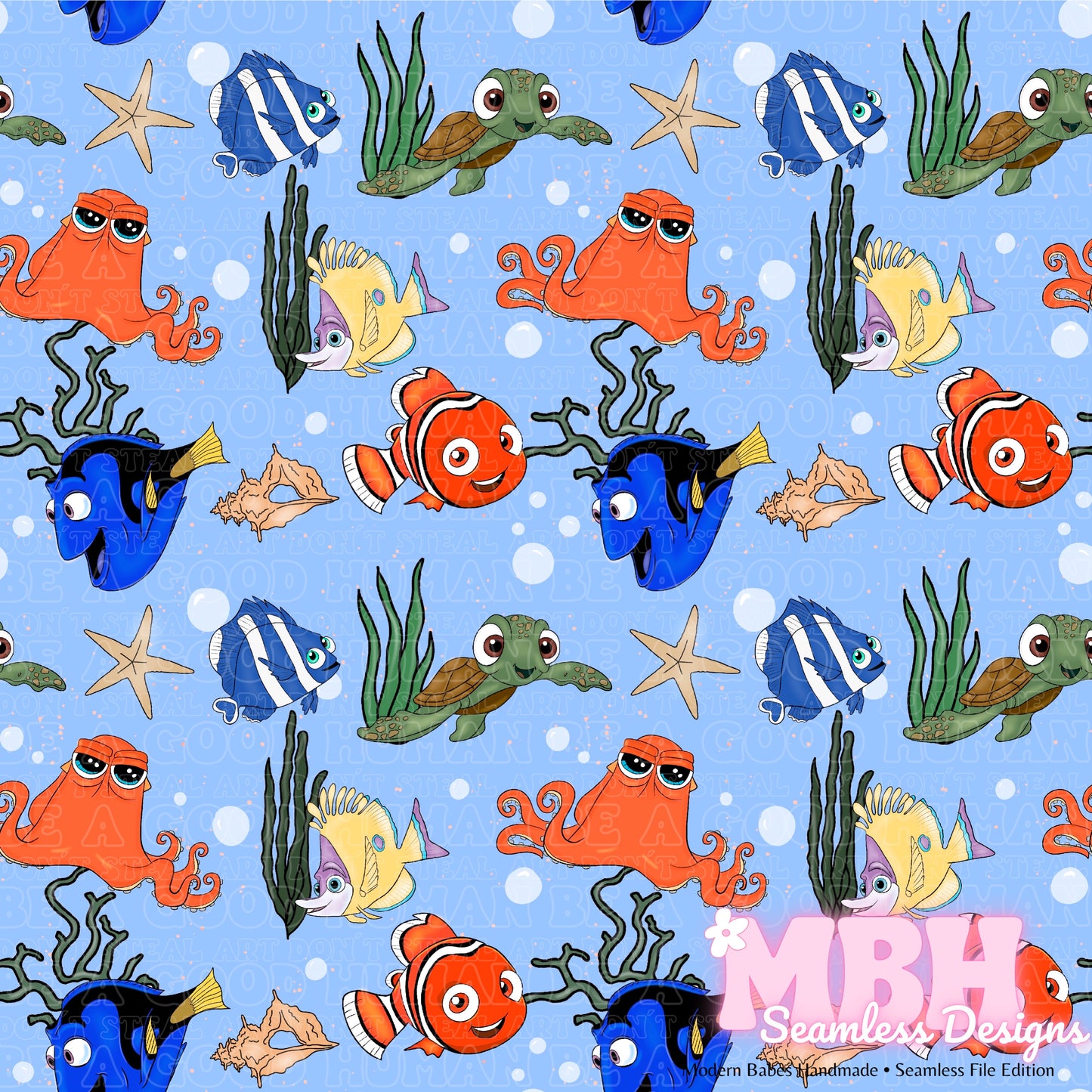 Underwater Nemo & Friends Seamless Pattern