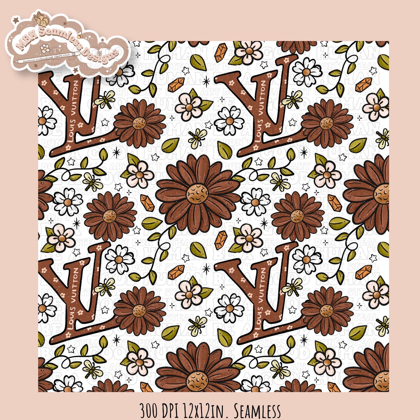 Boujee Brown Floral Seamless Pattern Multiple Colorways