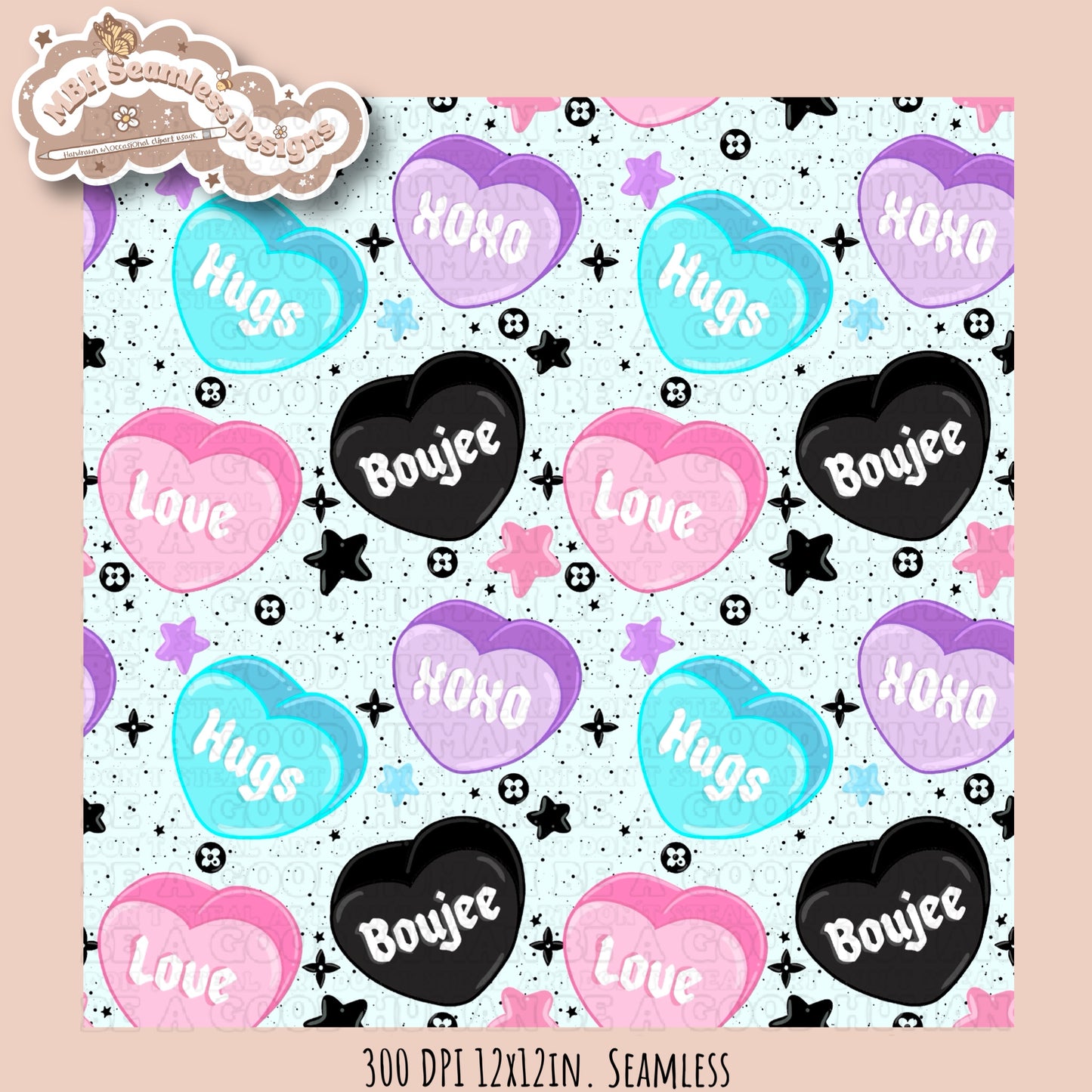 Boujee Convo Hearts Seamless Pattern MULTIPLE COLORWAY OPTIONS