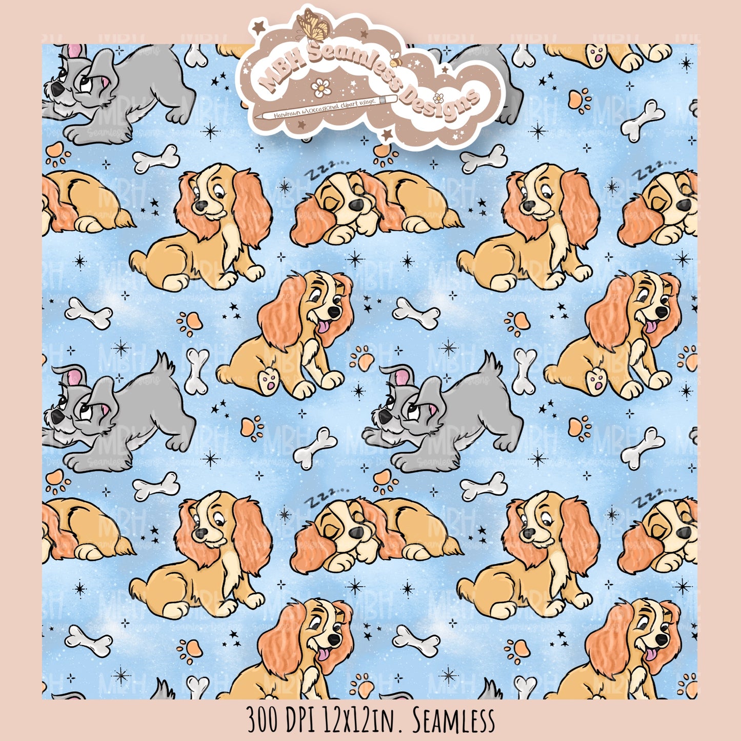 L&T Puppies Seamless Pattern // PNG // Multiple Colorway Options