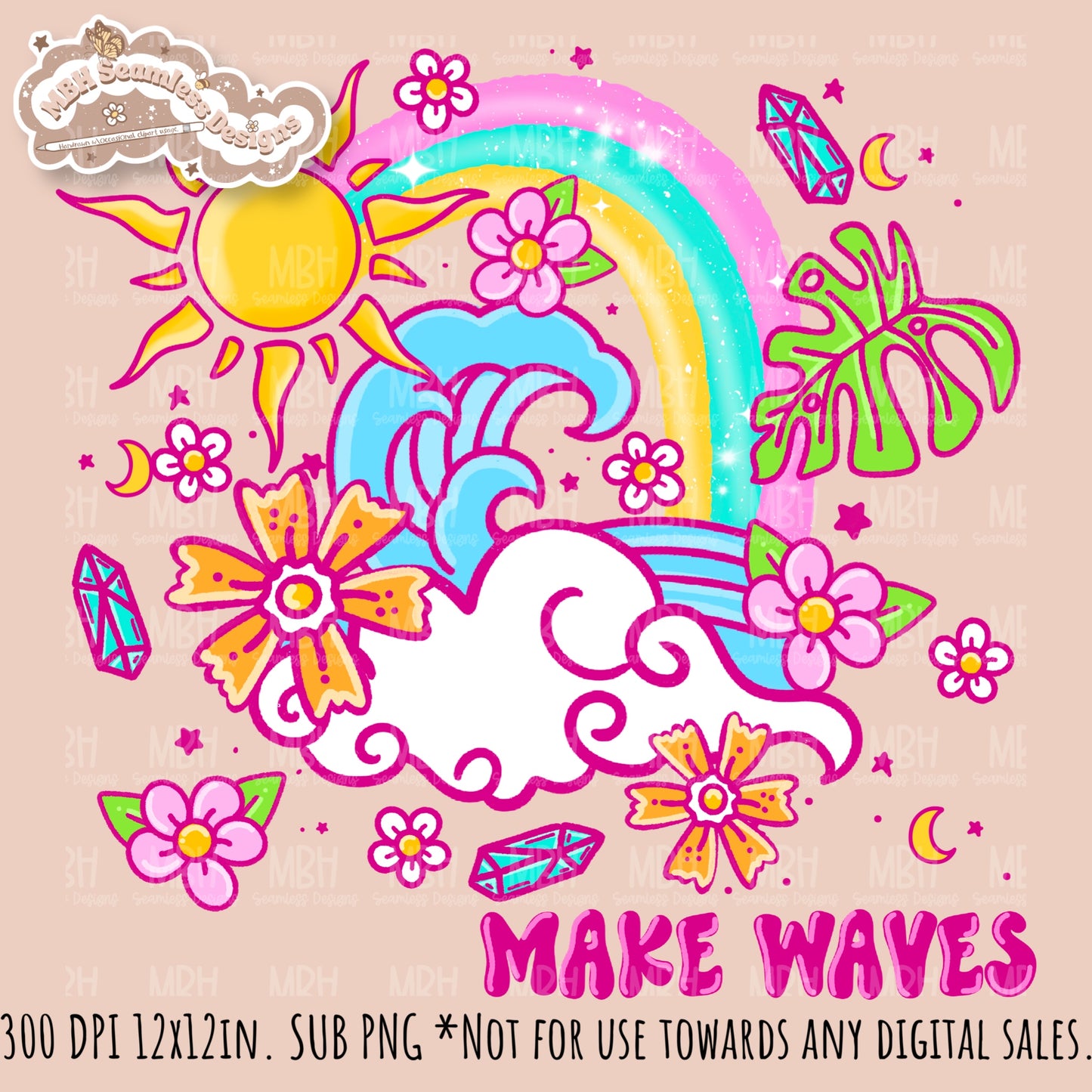 Make Waves Seamless Pattern • Multiple Colorways • PNG