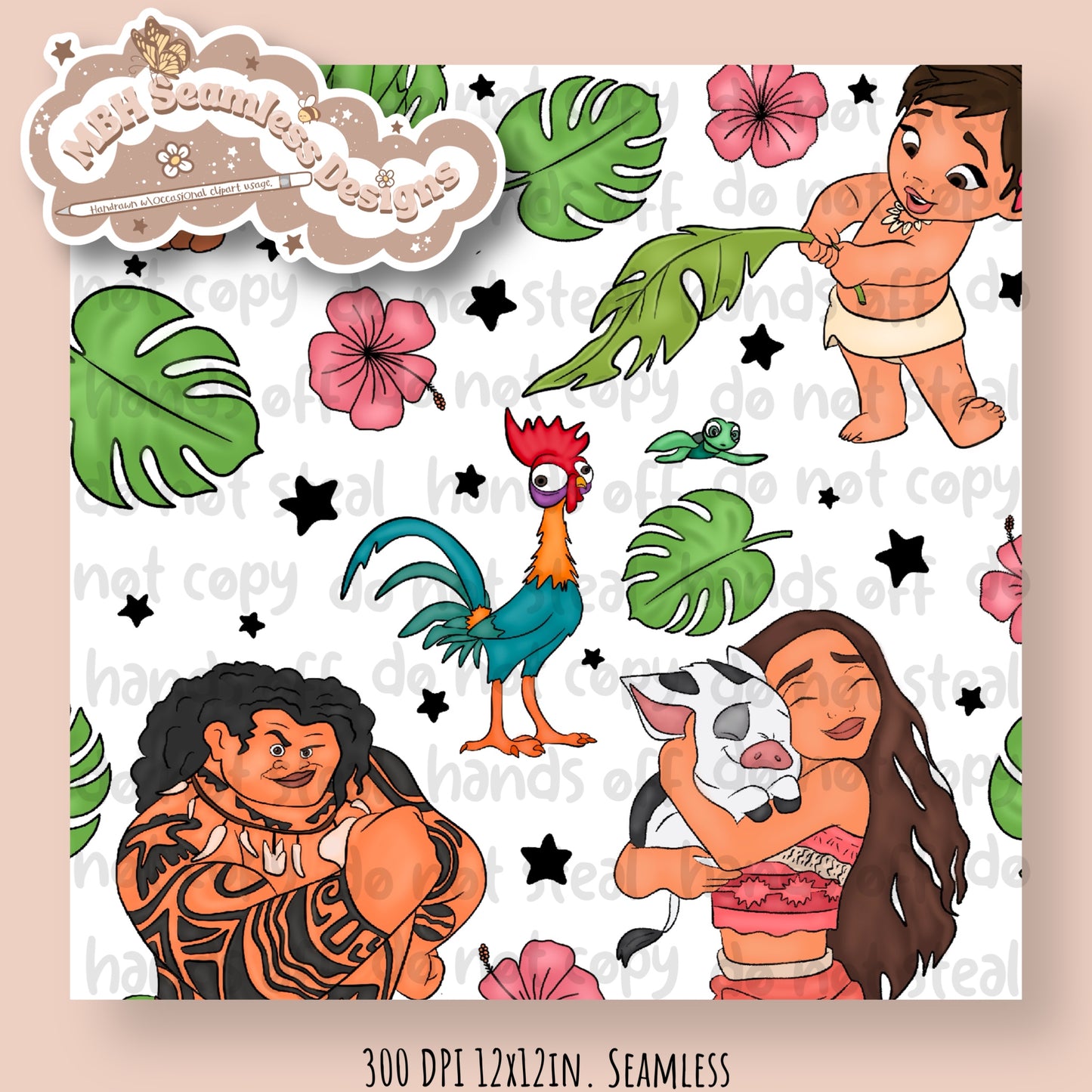 Moana Seamless Pattern MULTIPLE COLORWAYS