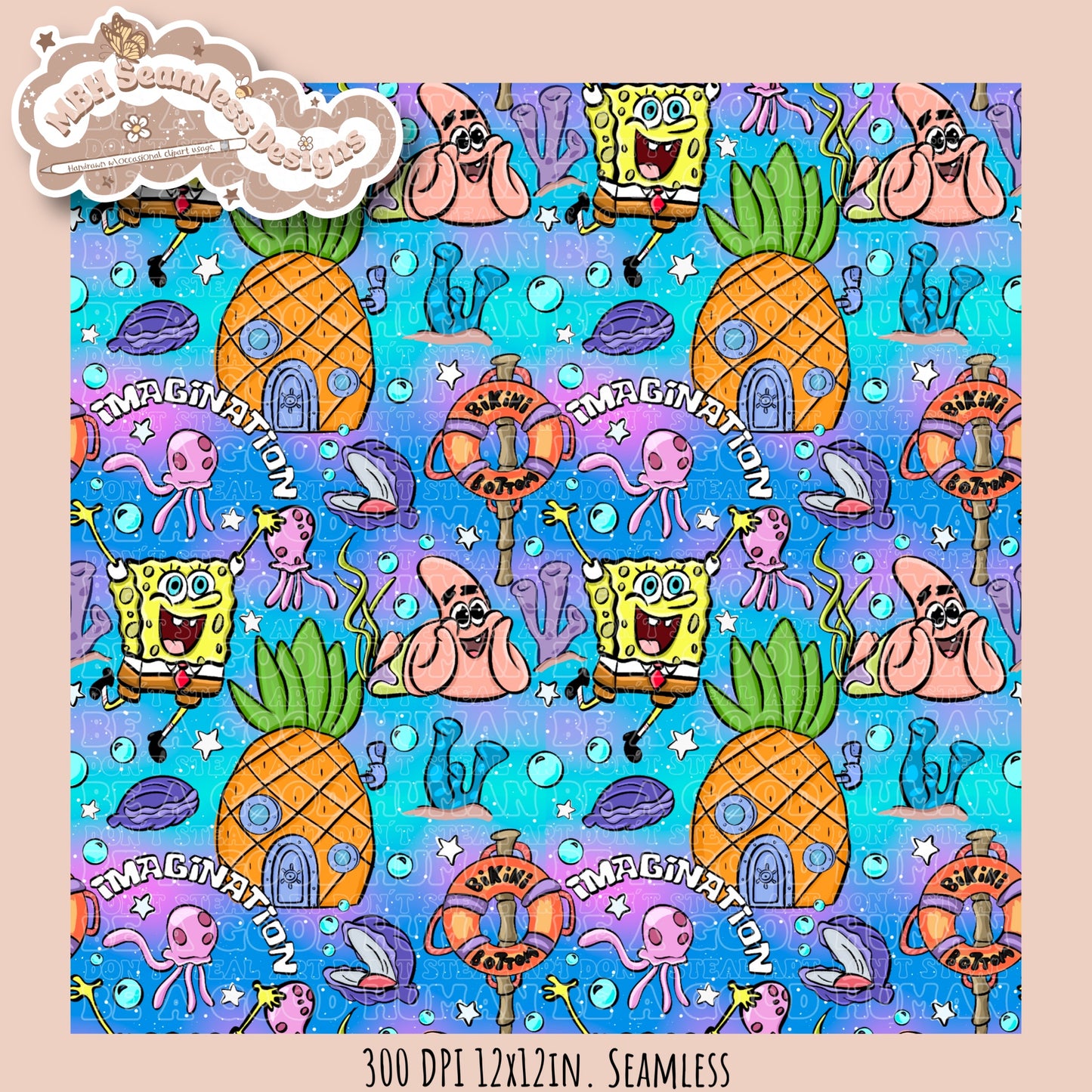 SquarePants Imagination Seamless Pattern MULTIPLE COLORWAYS