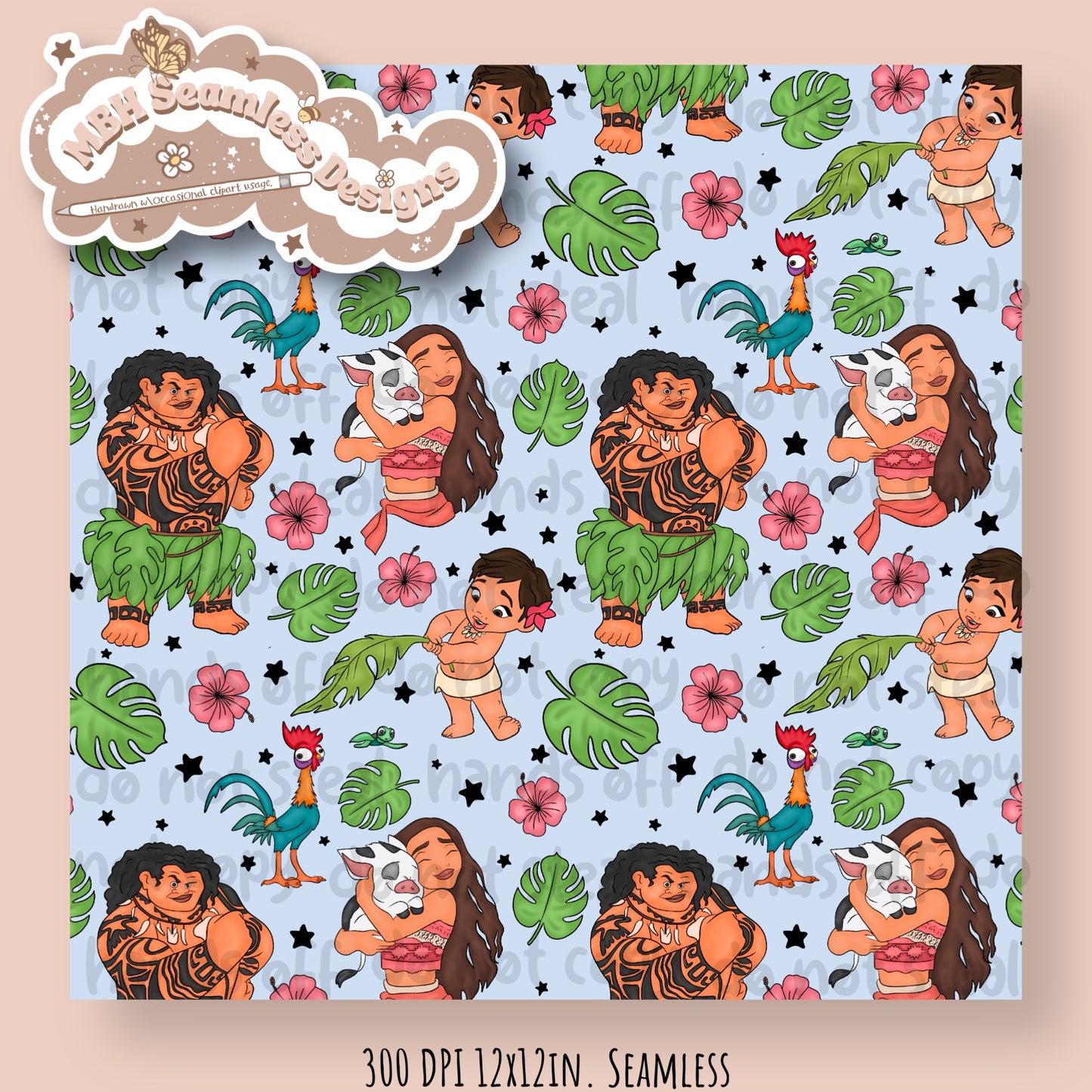 Moana Seamless Pattern MULTIPLE COLORWAYS