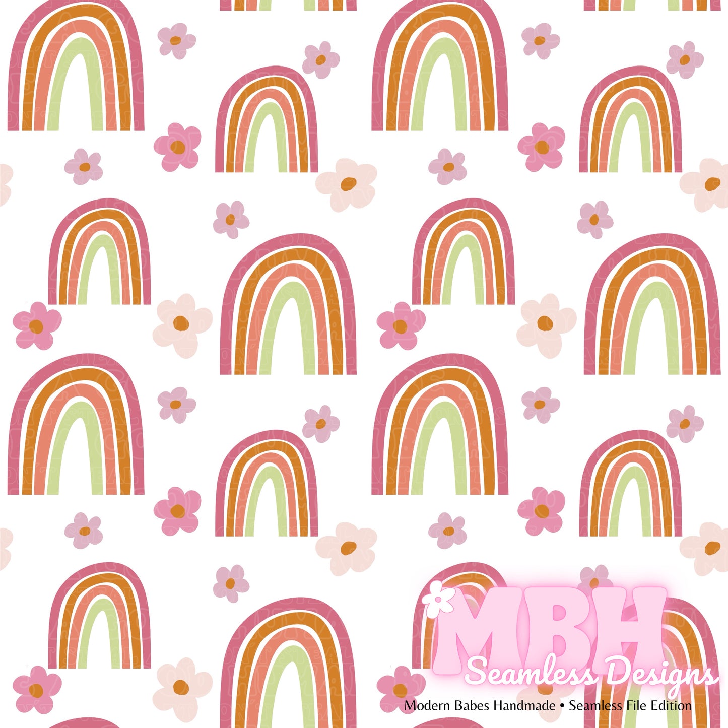 Boho Rainbows Seamless Pattern