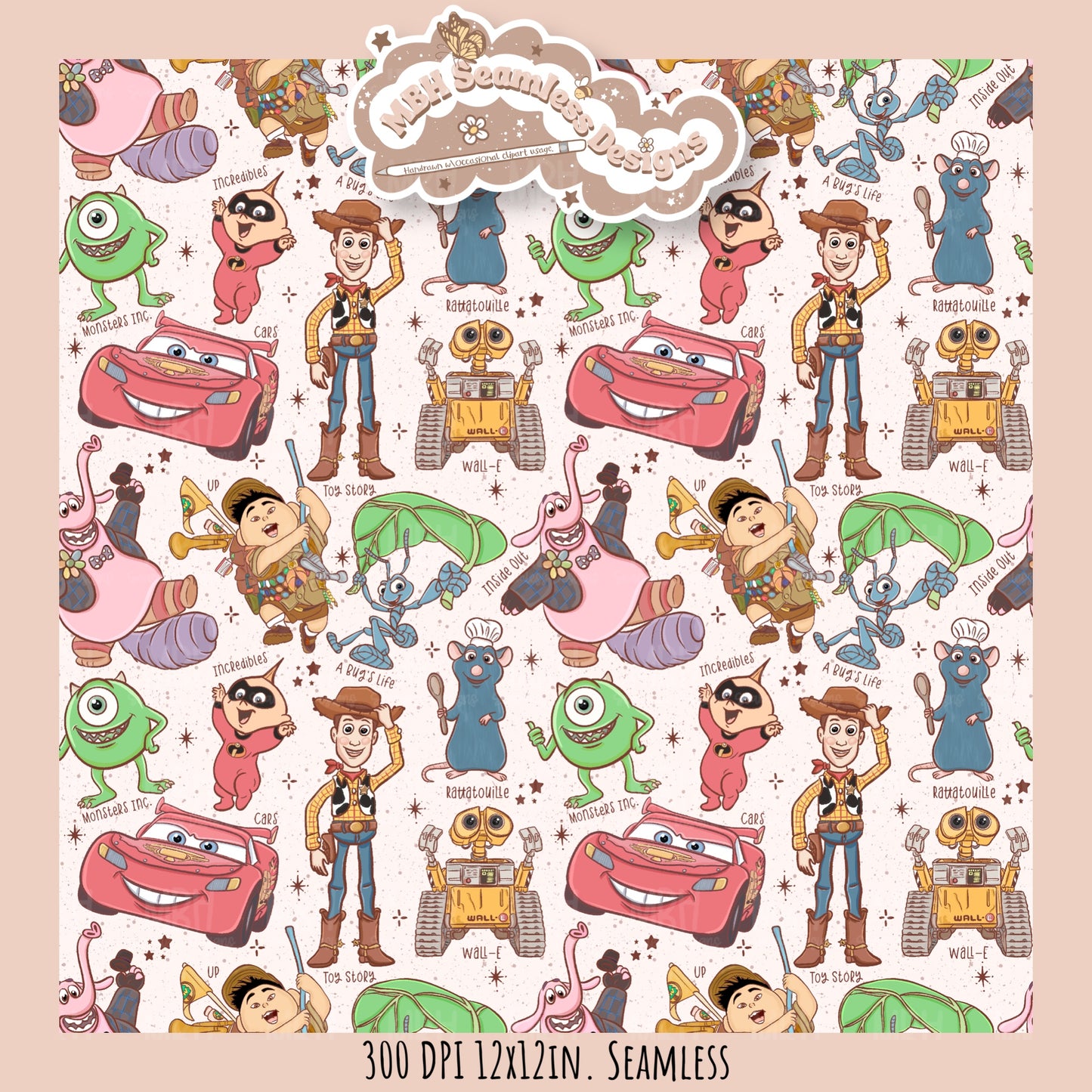 Starry Pixar Mashup Seamless Pattern // Multiple Colorway Options