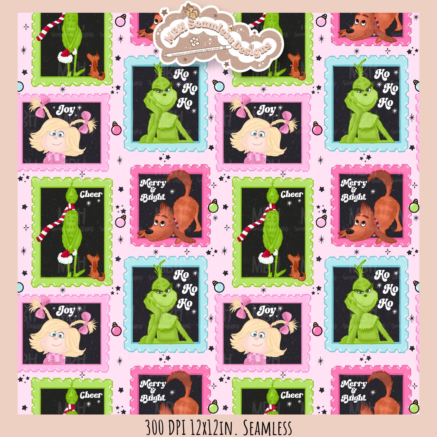 Grumpy Guy ‘18 Stamps Seamless Pattern // PNG // Assorted Colorway Options