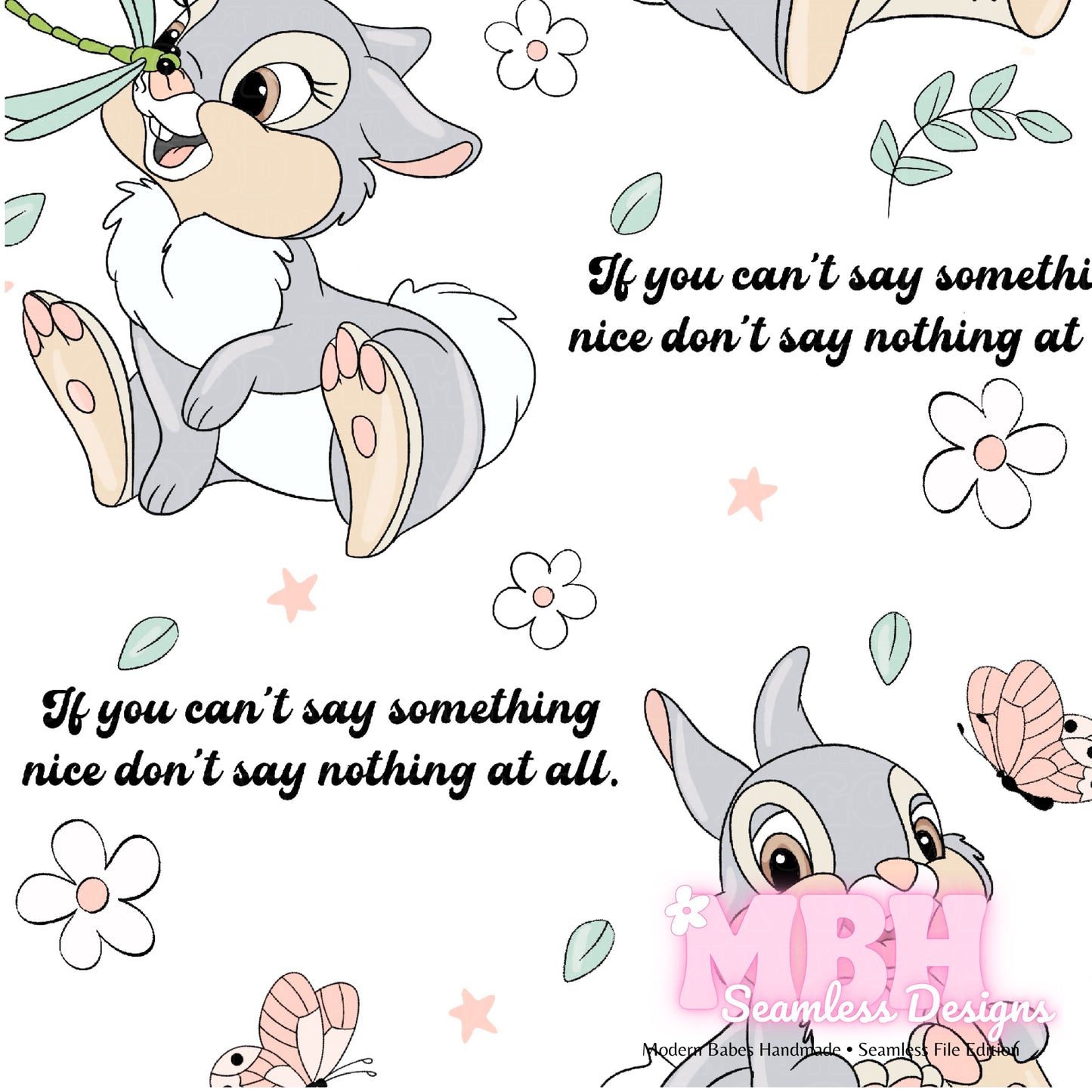 Thumper Quote Seamless Pattern Assorted Colorways