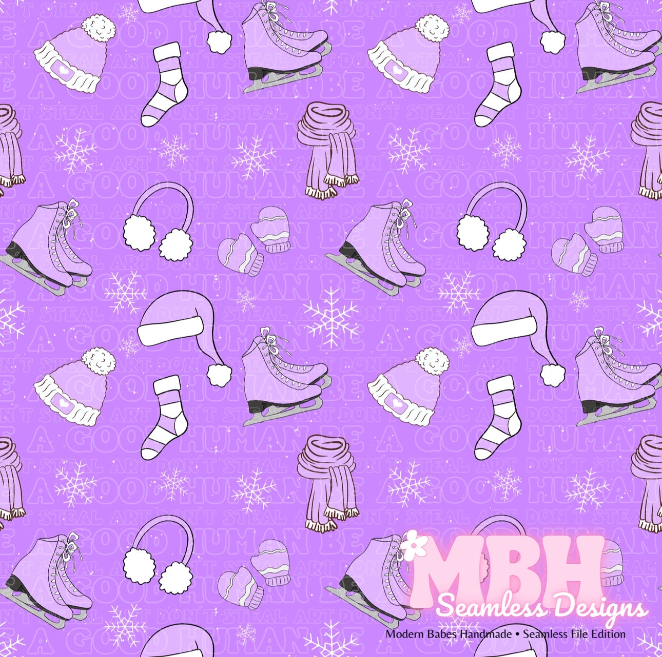 Ice Skating Seamless Pattern