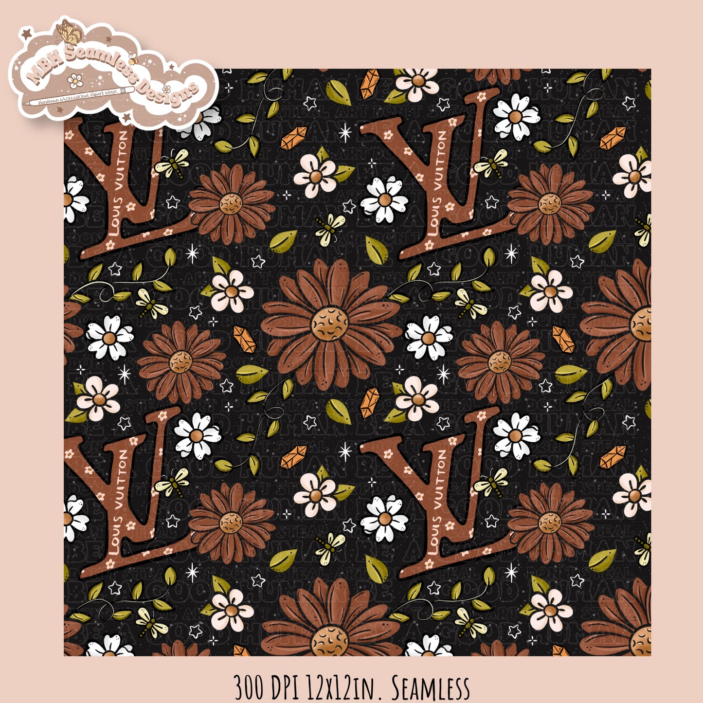 Boujee Brown Floral Seamless Pattern Multiple Colorways