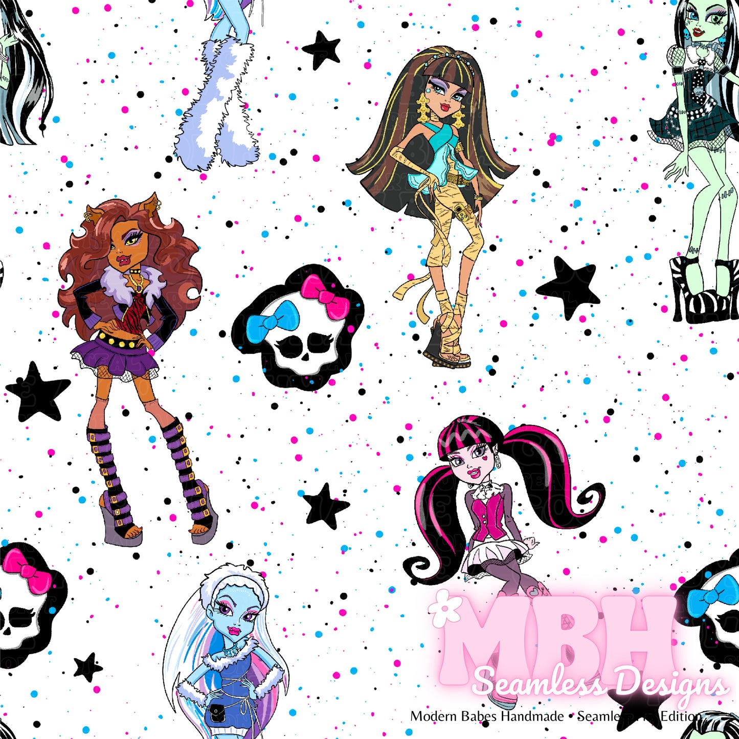 Monster High Seamless Pattern MULTIPLE COLORWAYS