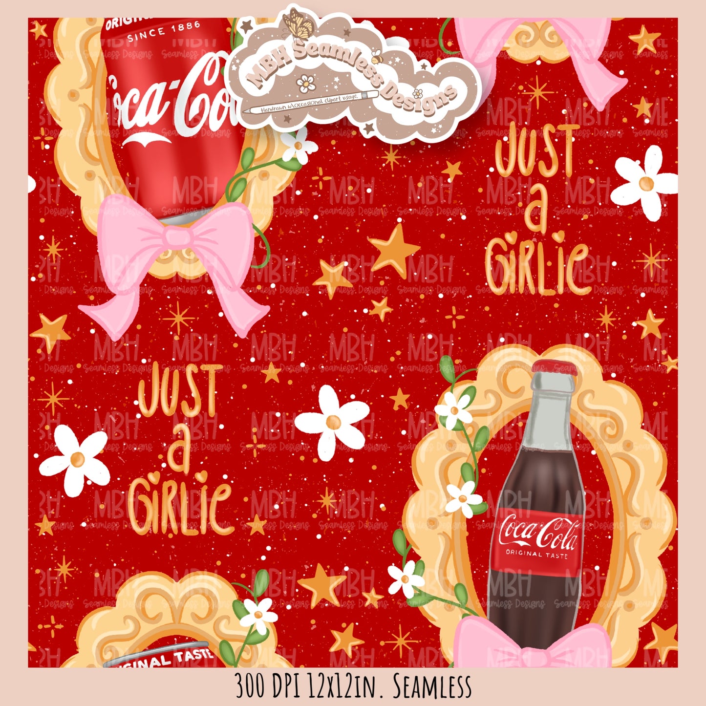 Coquette Cola Frames Seamless Pattern//Multiple Colorway Options