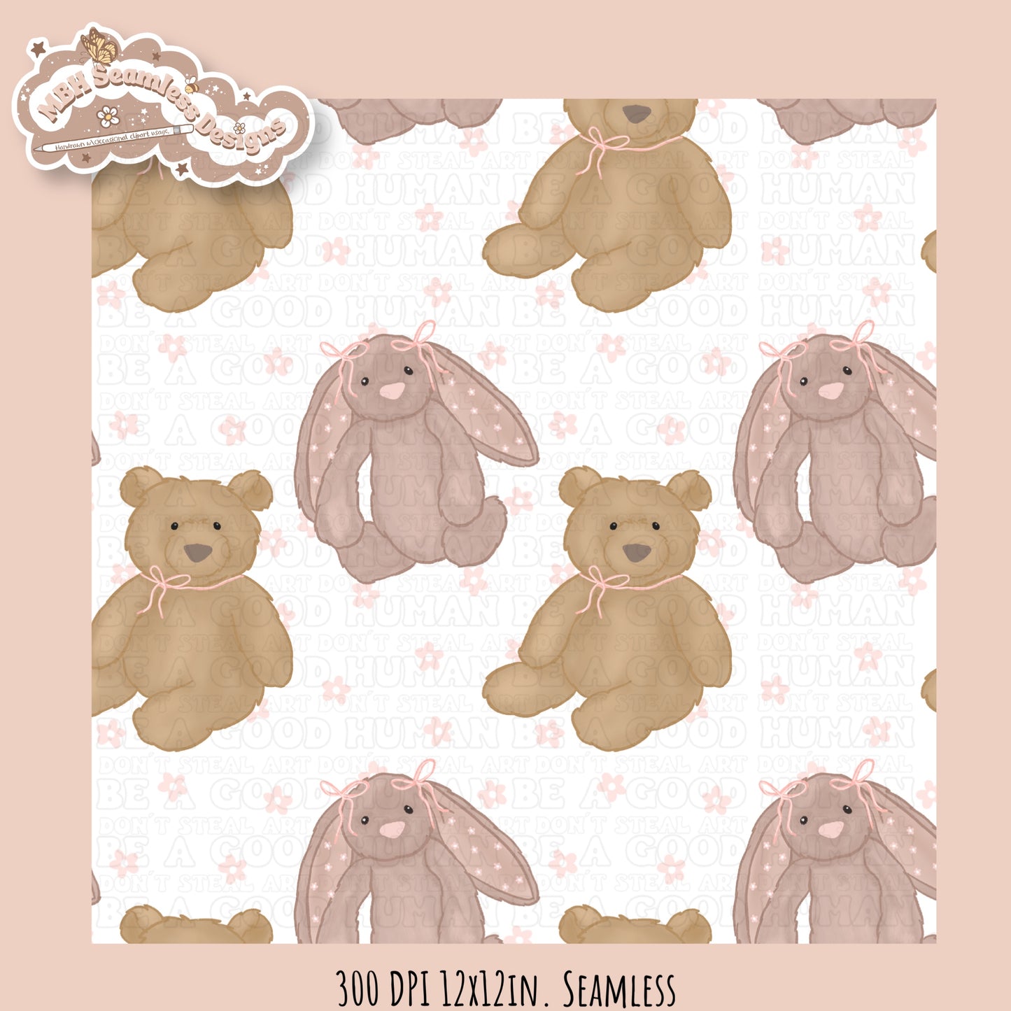 Jelly Cat Bunny & Bear Seamless Pattern // Assorted Colorways
