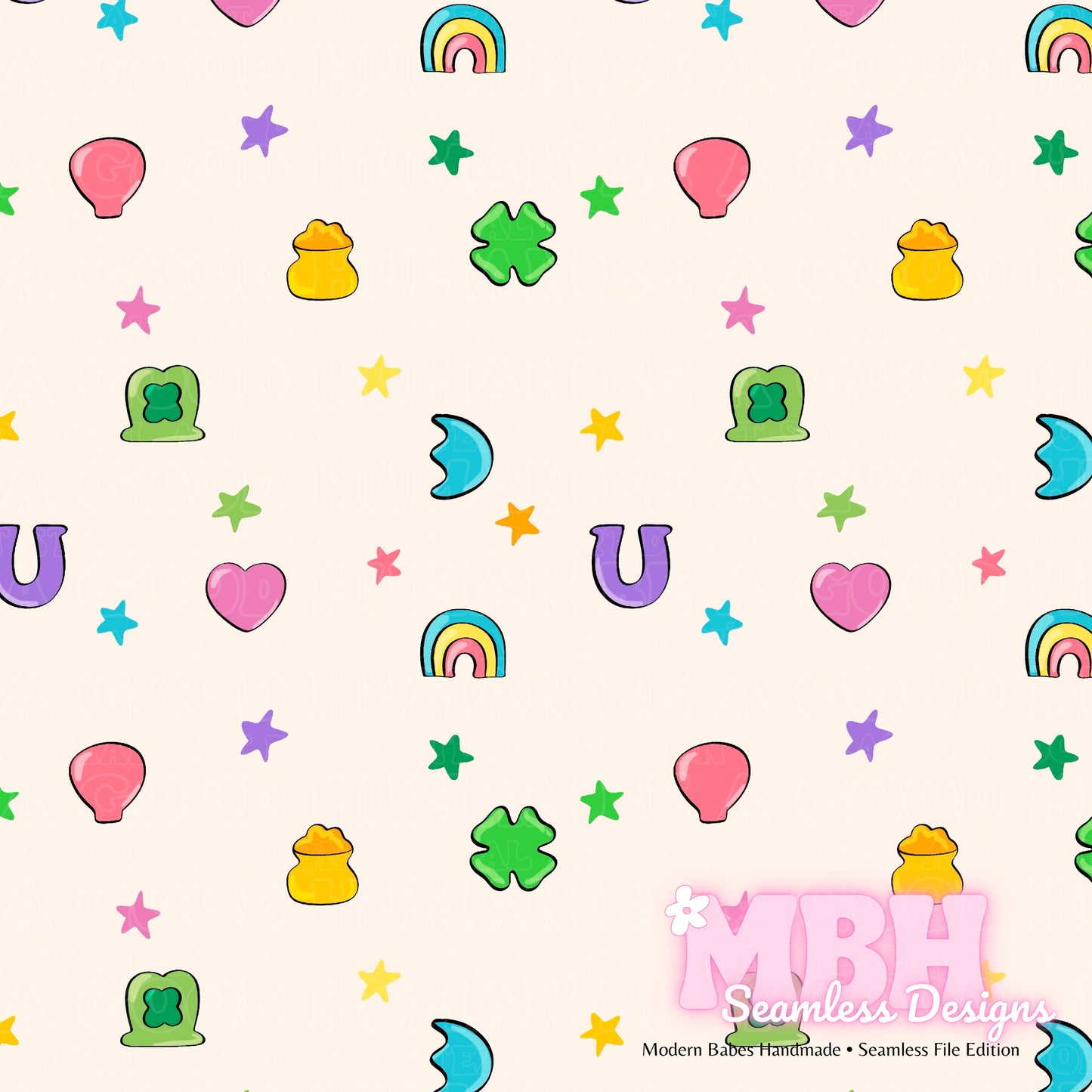 Starry Lucky Charms Assorted Colorways Seamless Pattern