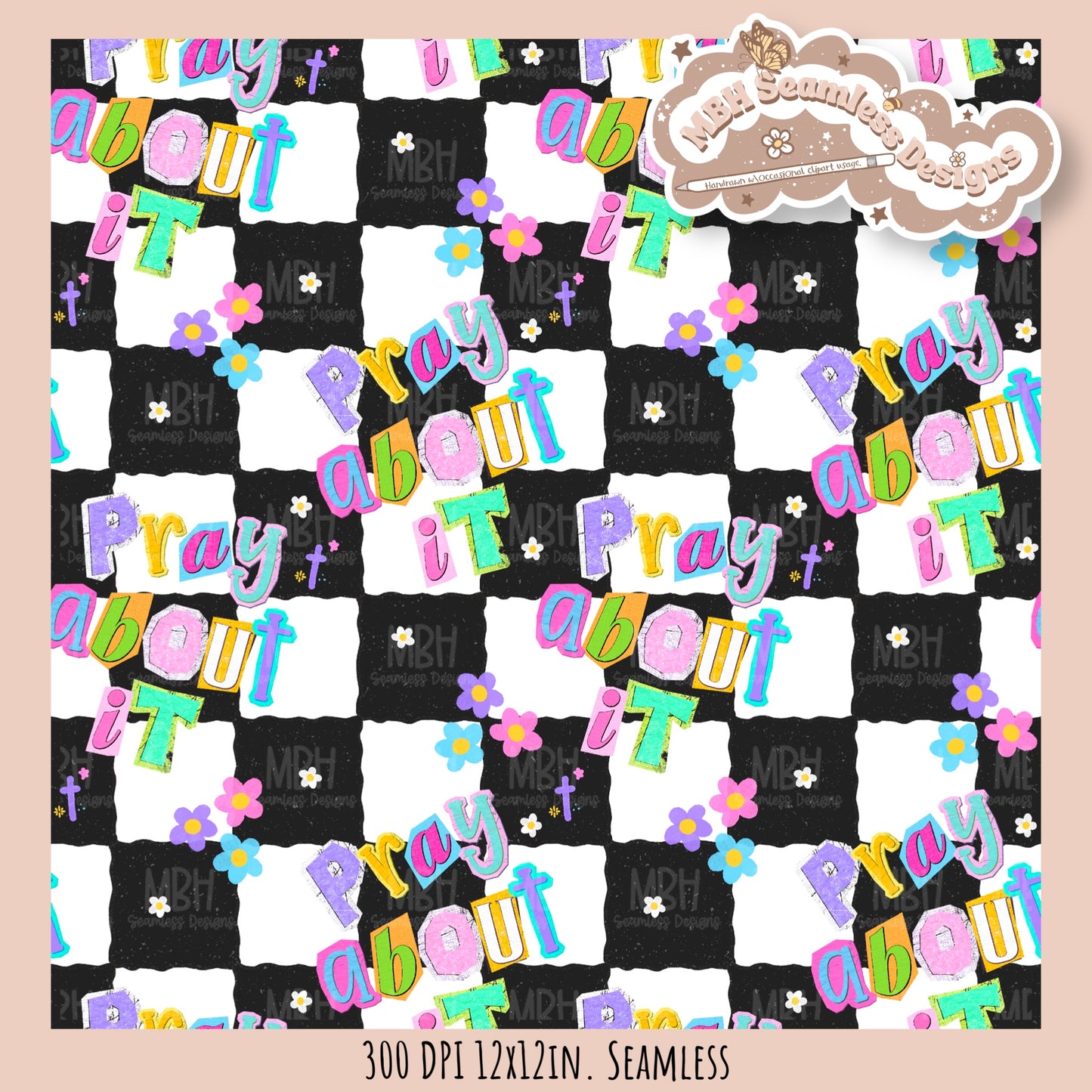 Pray About It Seamless Pattern // SUB PNG