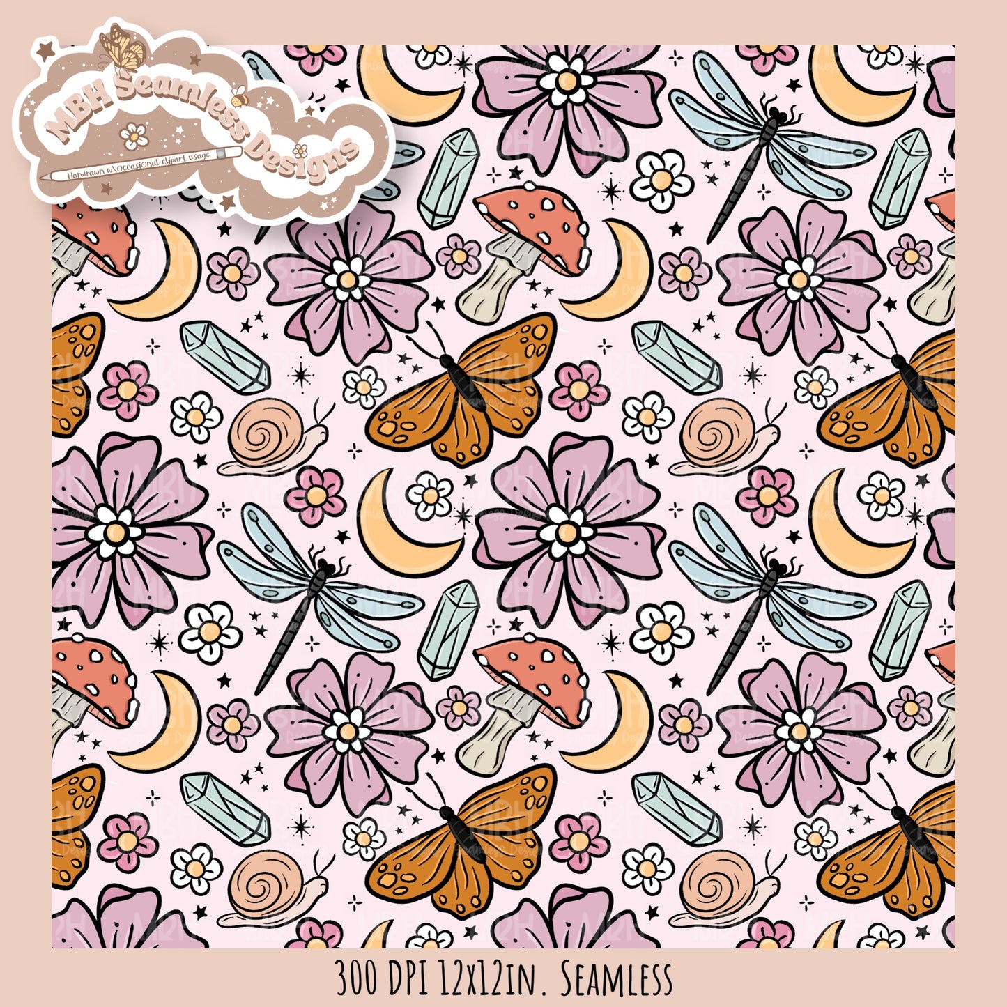 Mystical Floral Seamless Pattern // Multiple Colorways