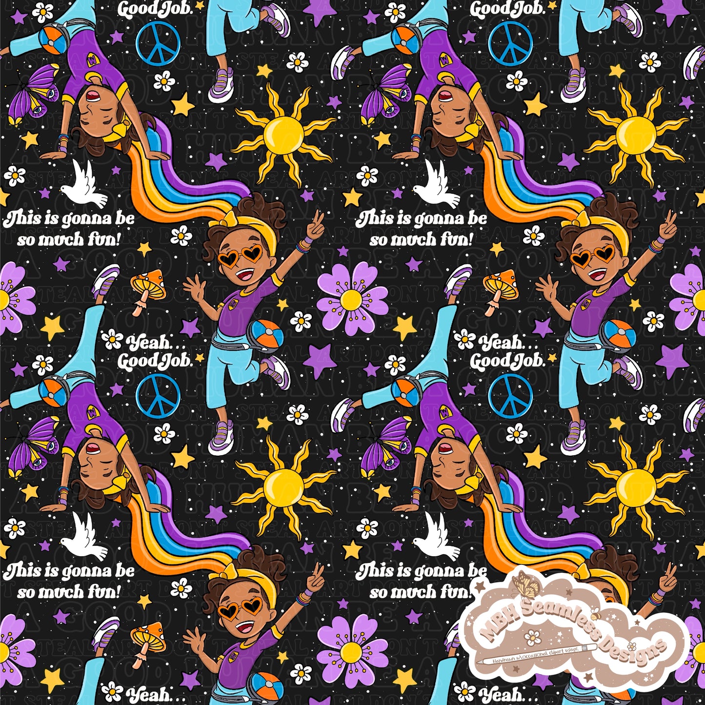 Groovy Meekah Seamless Pattern MULTIPLE COLORWAYS